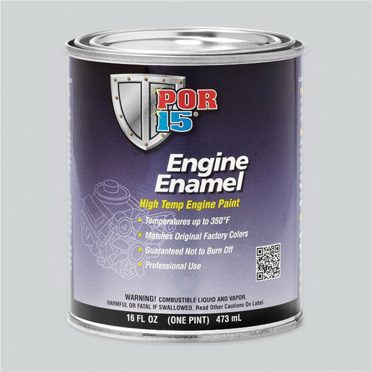 POR-15 INC 42038 High Temperature Engine Enamel Paint, 1 pt Can, Gloss Black, L