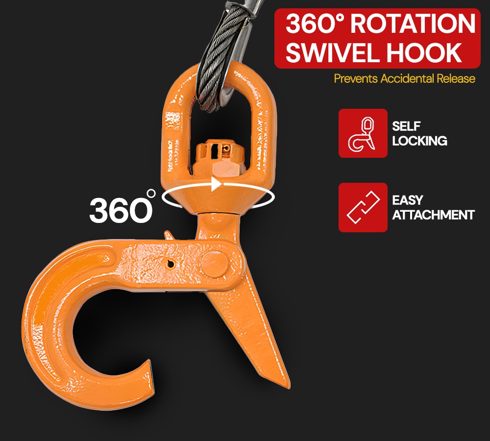 1/2″ x 75′-150′ Wire Rope Steel Winch Cable with Locking Swivel Hook