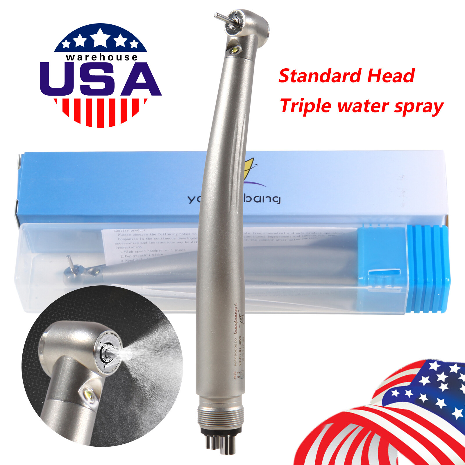 10pcs Dental Fiber Optic LED E-generator High Speed Handpiece 3 Spray 4 Hole st