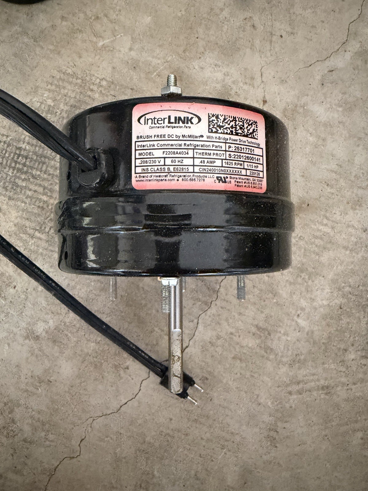 InterLink 25317701 ECM Evaporator Fan Motor 208/230V 1/15HP