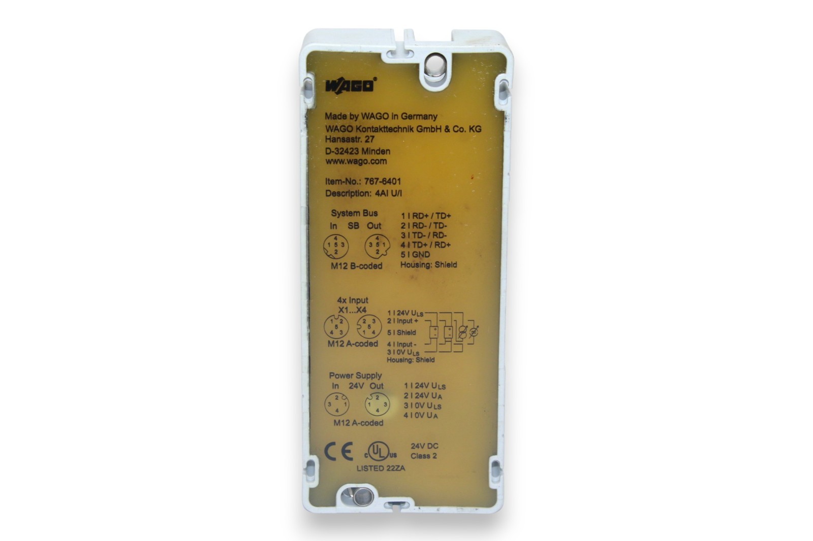 WAGO 767-6401 ANALOG INPUT MODULE