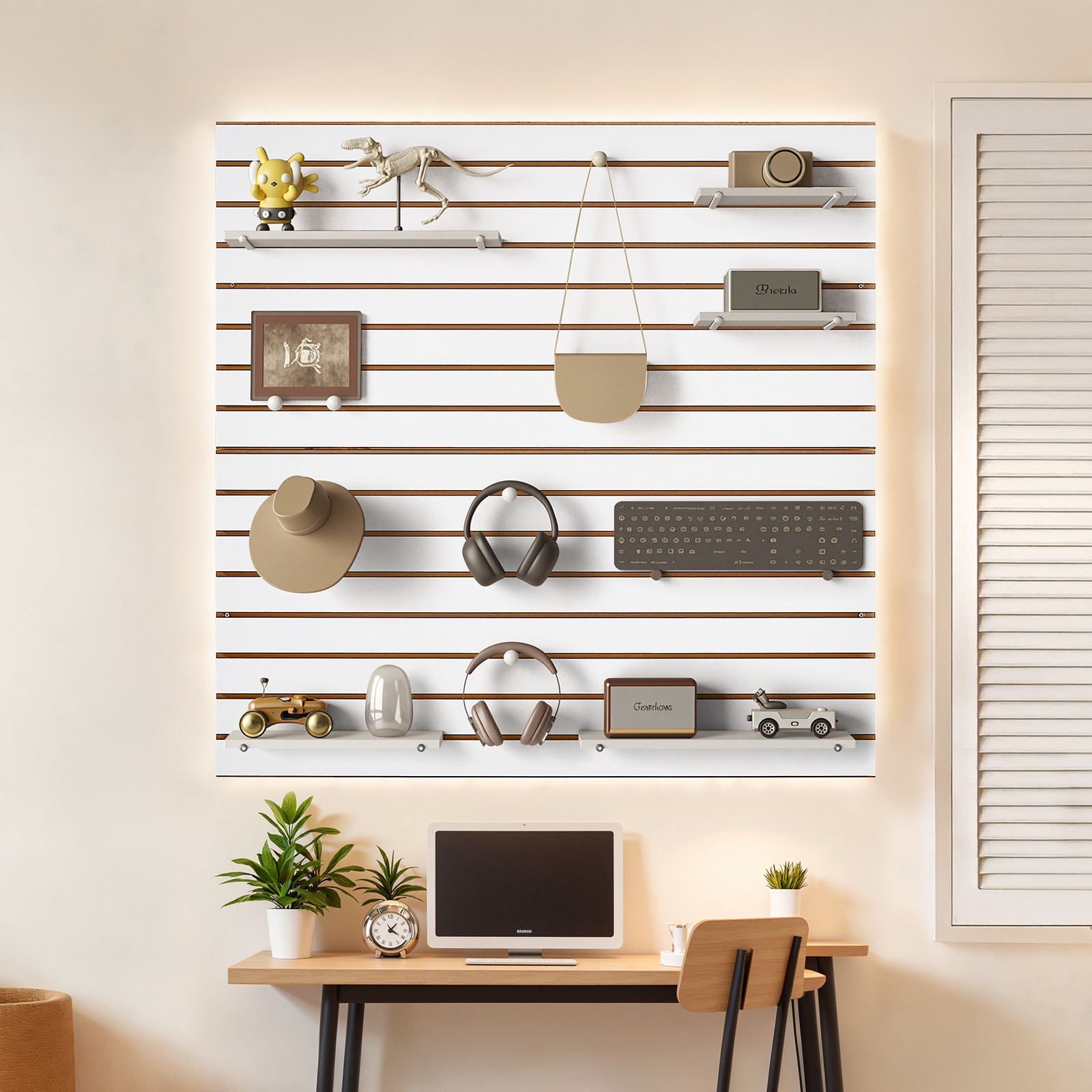 VEVOR 4 x 4 ft Slatwall Paneling MDF White Garage Slatwall with Modular Design