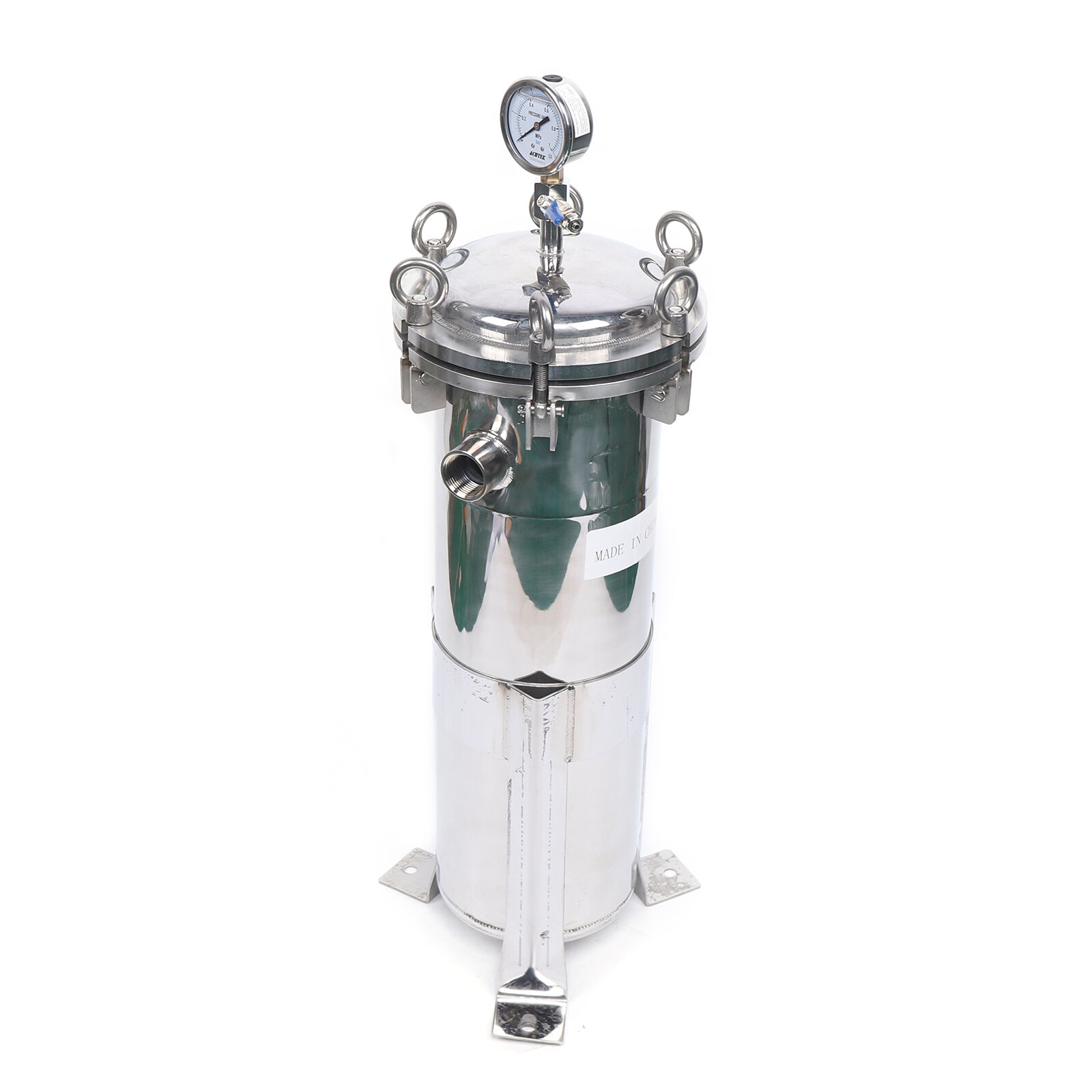 150 Psi Bag Filter Housing Sock Filter 304 Stainless Steel In/Out #4 Bag w/ Mesh