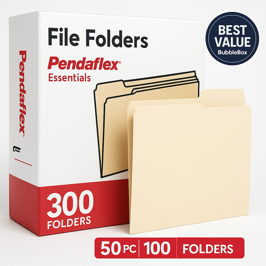 Pendaflex Letter File Folders Manila 1/3-Cut Tabs 11 Pt Stock 150 Pack BubbleBox