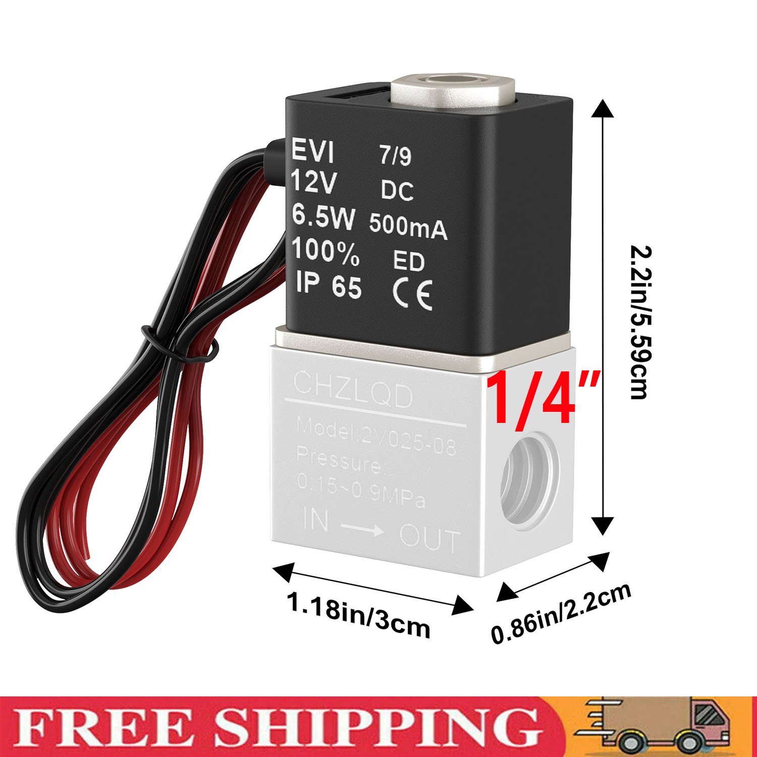 1/4″ Inch Electric Air Water Fast Response Solenoid Valve Normally Closed 24V DC