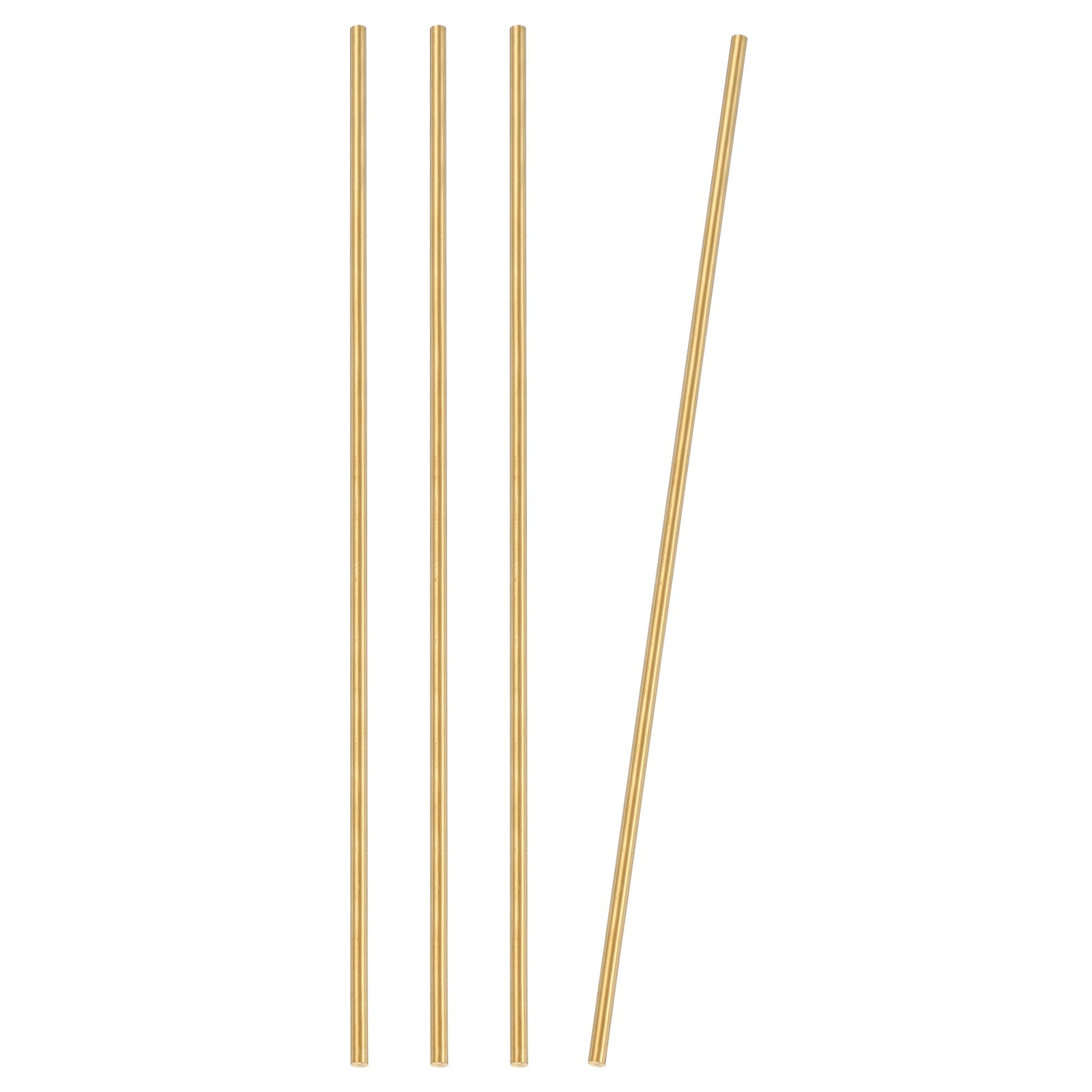 4 Pcs 5mm Dia. 32cm / 12.6 Inch Length Round Brass Rods, Brassy