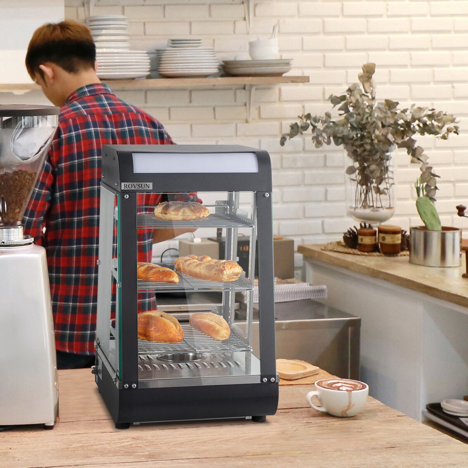 ROVSUN 3 Tier 15″ Commercial Heat Food Service Pizza Warmer Display Show Case