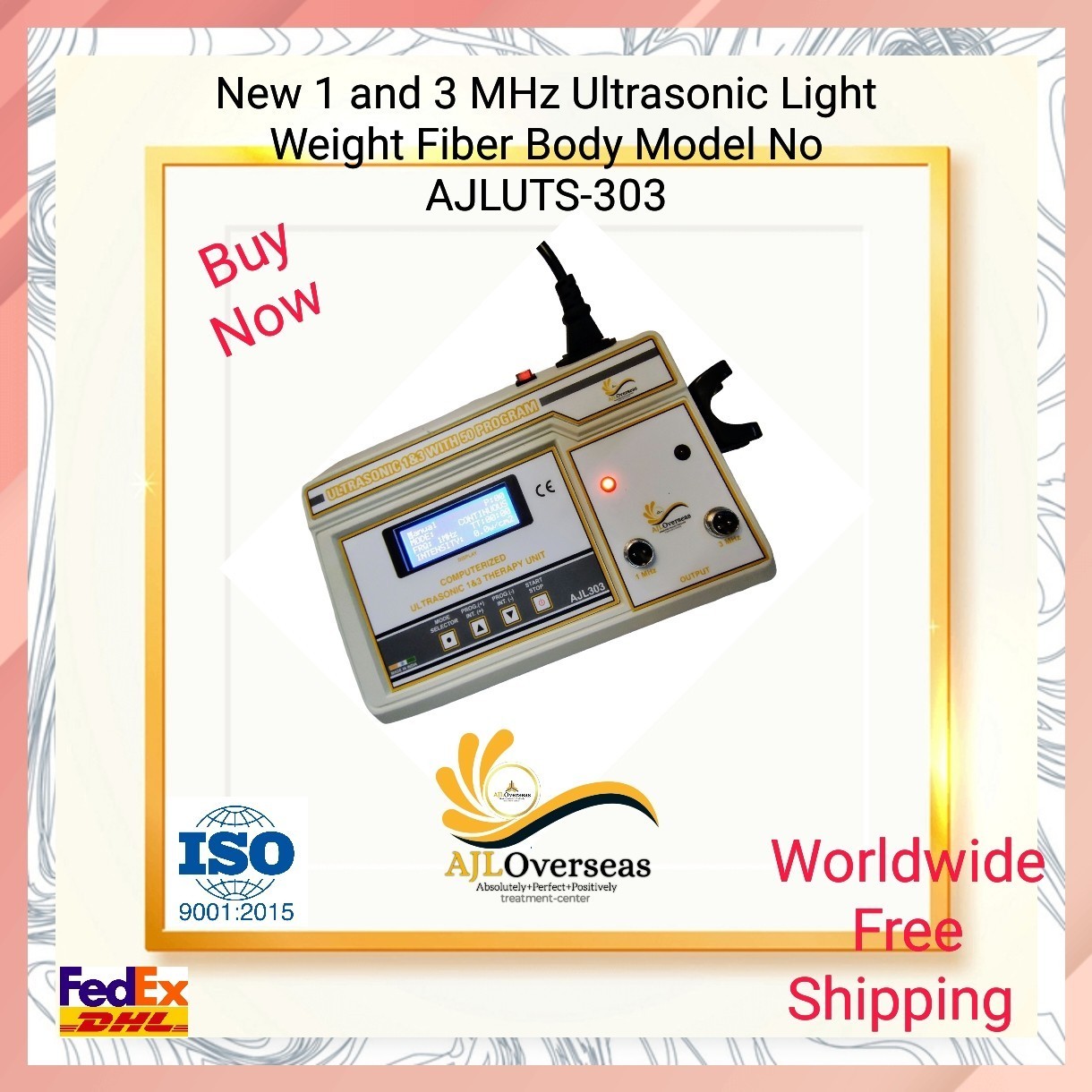 New 1&3-MHz AJLUTS-302 LCD Light Weight Physical Therapy Ultrasonic Home Use