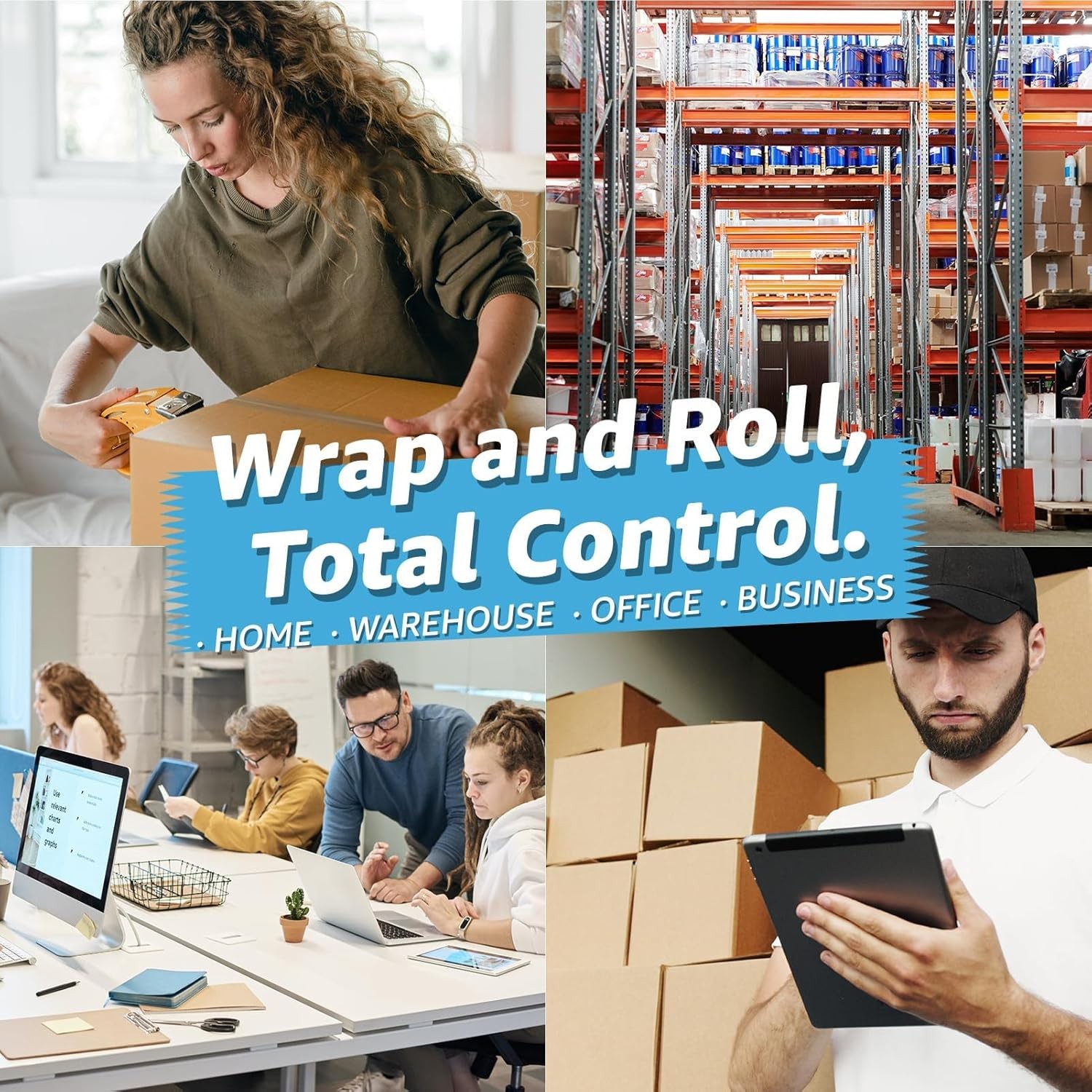 «6 Rolls Heavy Duty Carton Sealing Tape, Clear Packing Tape, 1.88» x 55 Yds, 2 M