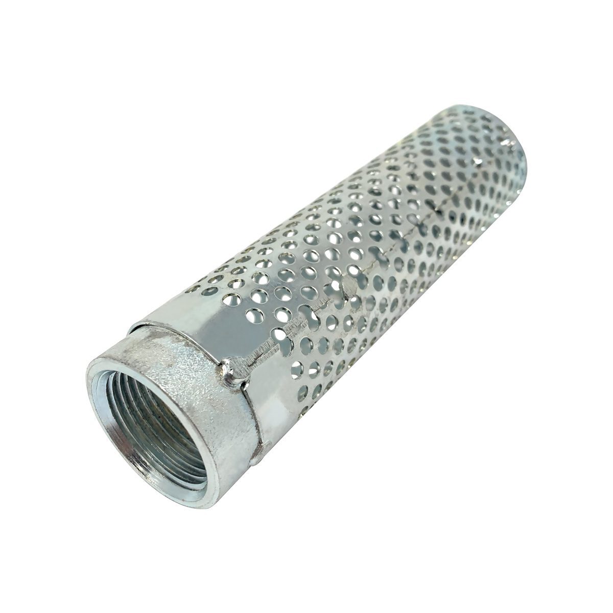 1″ Long Style Suction Strainer, Round Hole, Zinc Plated Steel