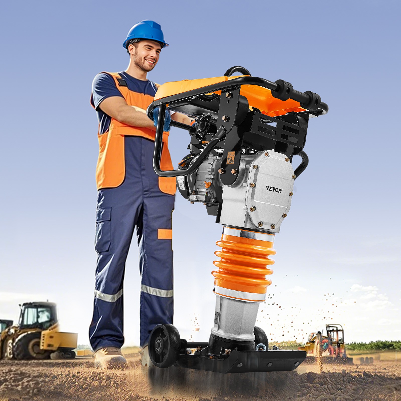 VEVOR 6.5 HP 196cc Jumping Jack Vibratory Rammer Tamper Compactor Fuel Power