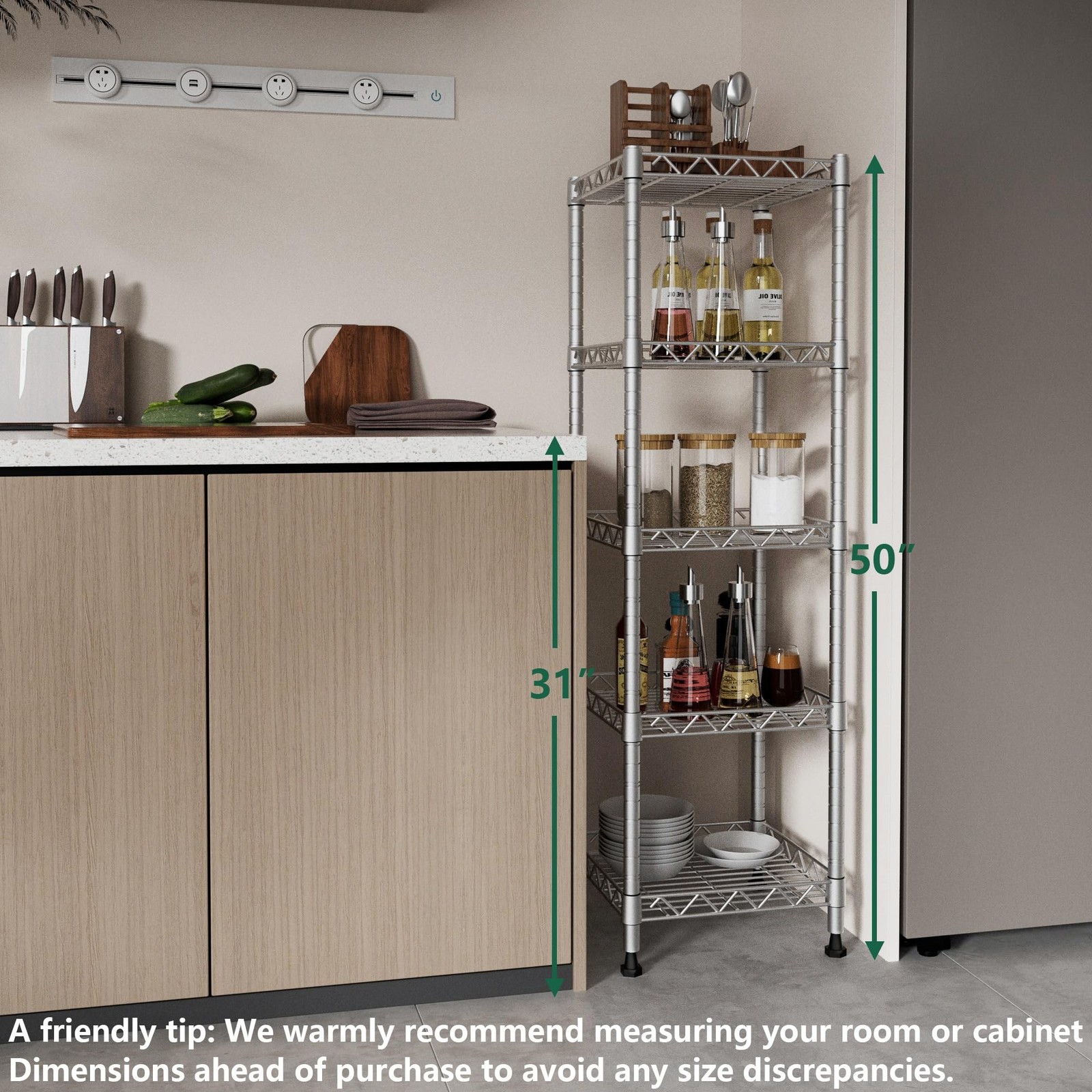 GIOTORENT 5 Tier Standing Shelving Metal Units, Adjustable Height Wire Shelf …