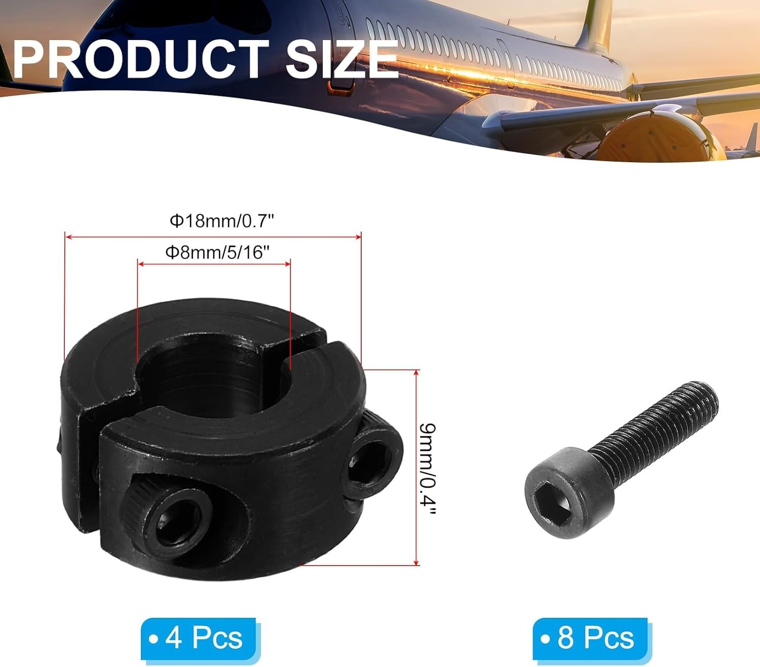 Corrosion-Resistant 8mm Steel Shaft Collars – Easy Install Double Split Design