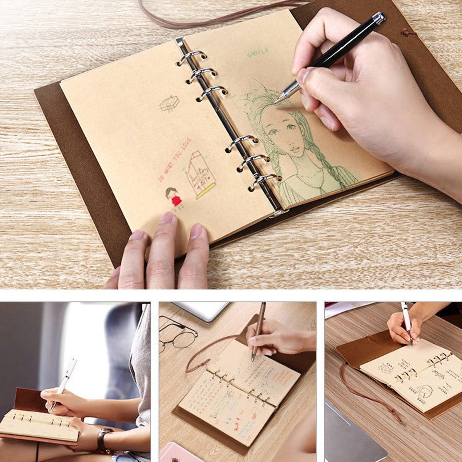 Leather Writing Journal Notebook, MALEDEN Vintage Traveler Notebook Sketchboo…