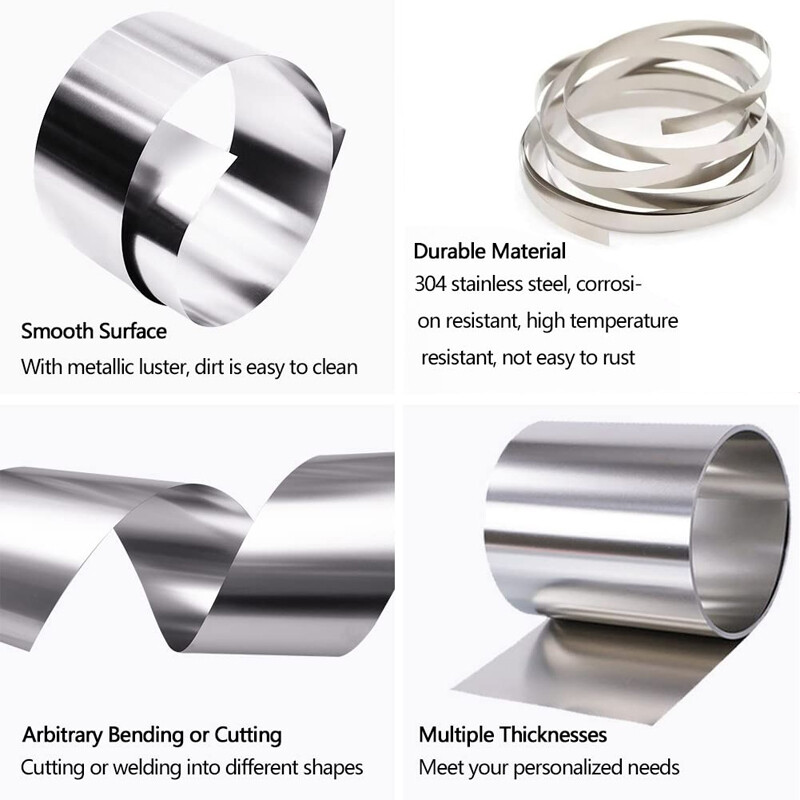 0.1mm – 1mm Thick 304 Stainless Steel Flat Bar Metal Strip Sheet Foil Band Roll