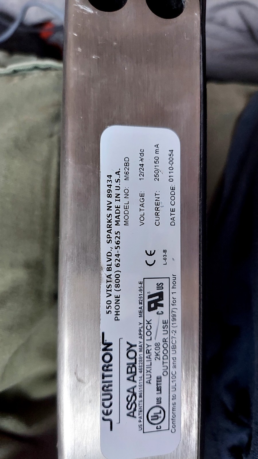 Securitron M62BD Electronic Remote Magnet Lock