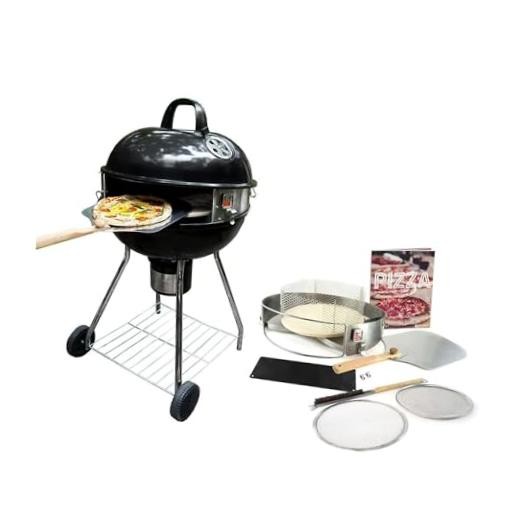 PC7001 PizzaQue Outdoor Pizza Oven Kettle Grill Conversion Kit, Silver, Deluxe