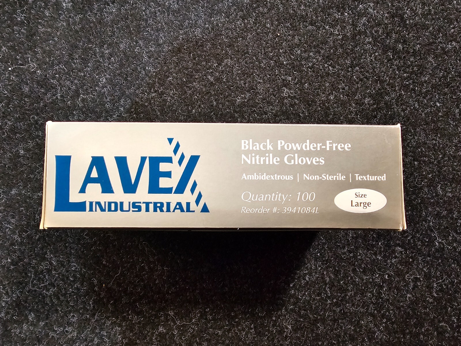(QTY 1000) Lavex 3941084L Large Black Nitrile 5mil Gloves Powder & Latex Free