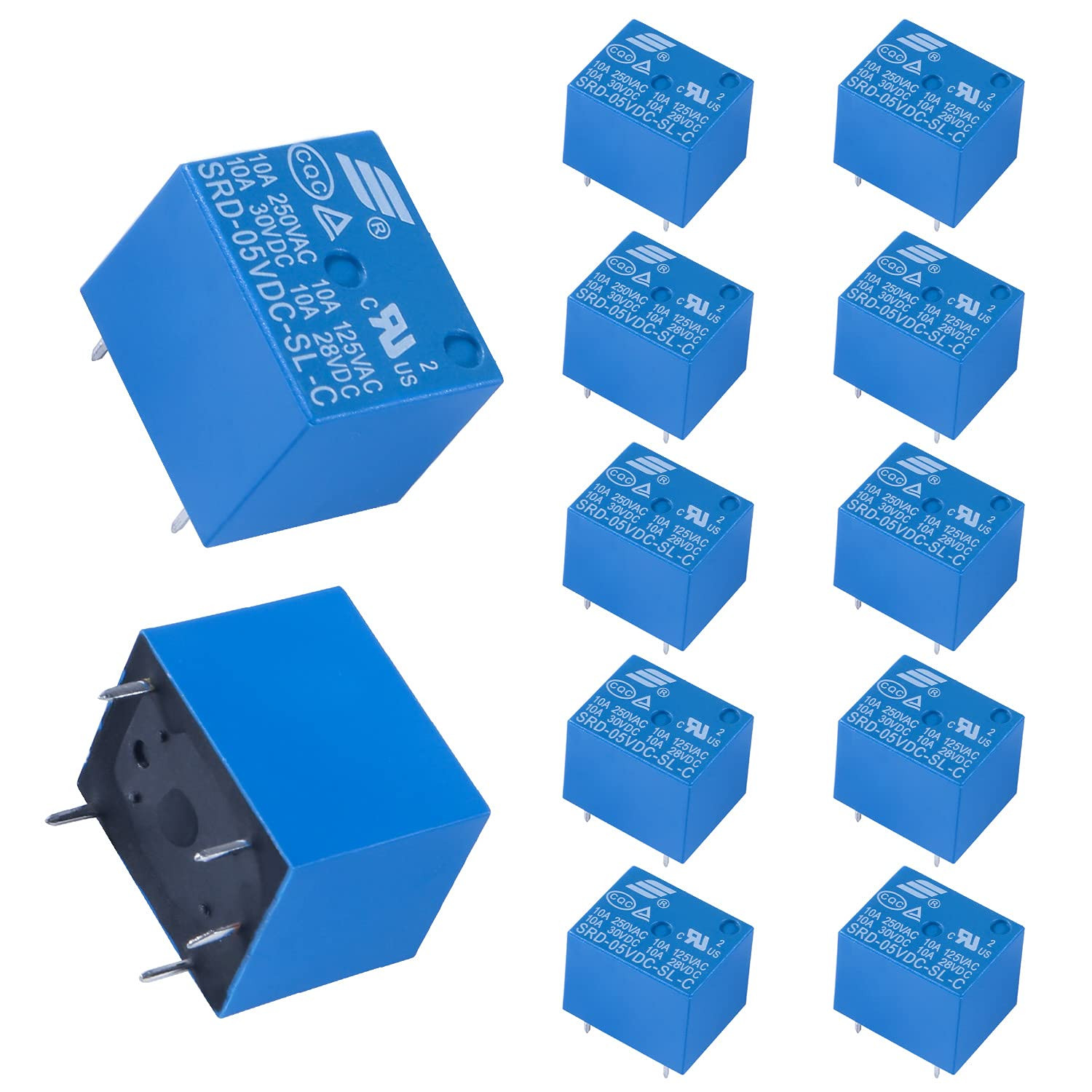 12Pcs 5V DC Mini Power Relay Auto PCB SRD-05VDC-SL-C 5 Pins DC Power Relay PCB M
