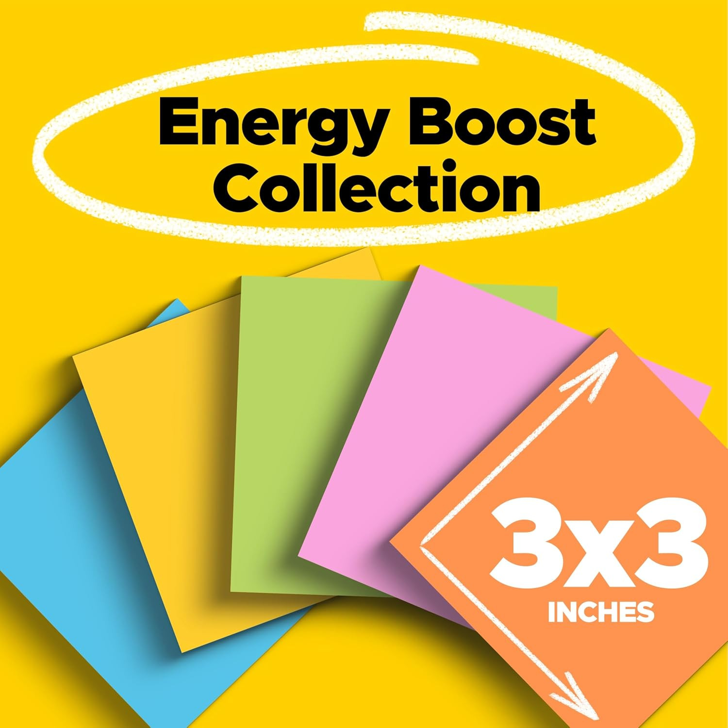 Post-It Super Sticky Notes, 3 X 3 In, Neon Fizz, 6 Pads, 70 Sheets/Pad | School