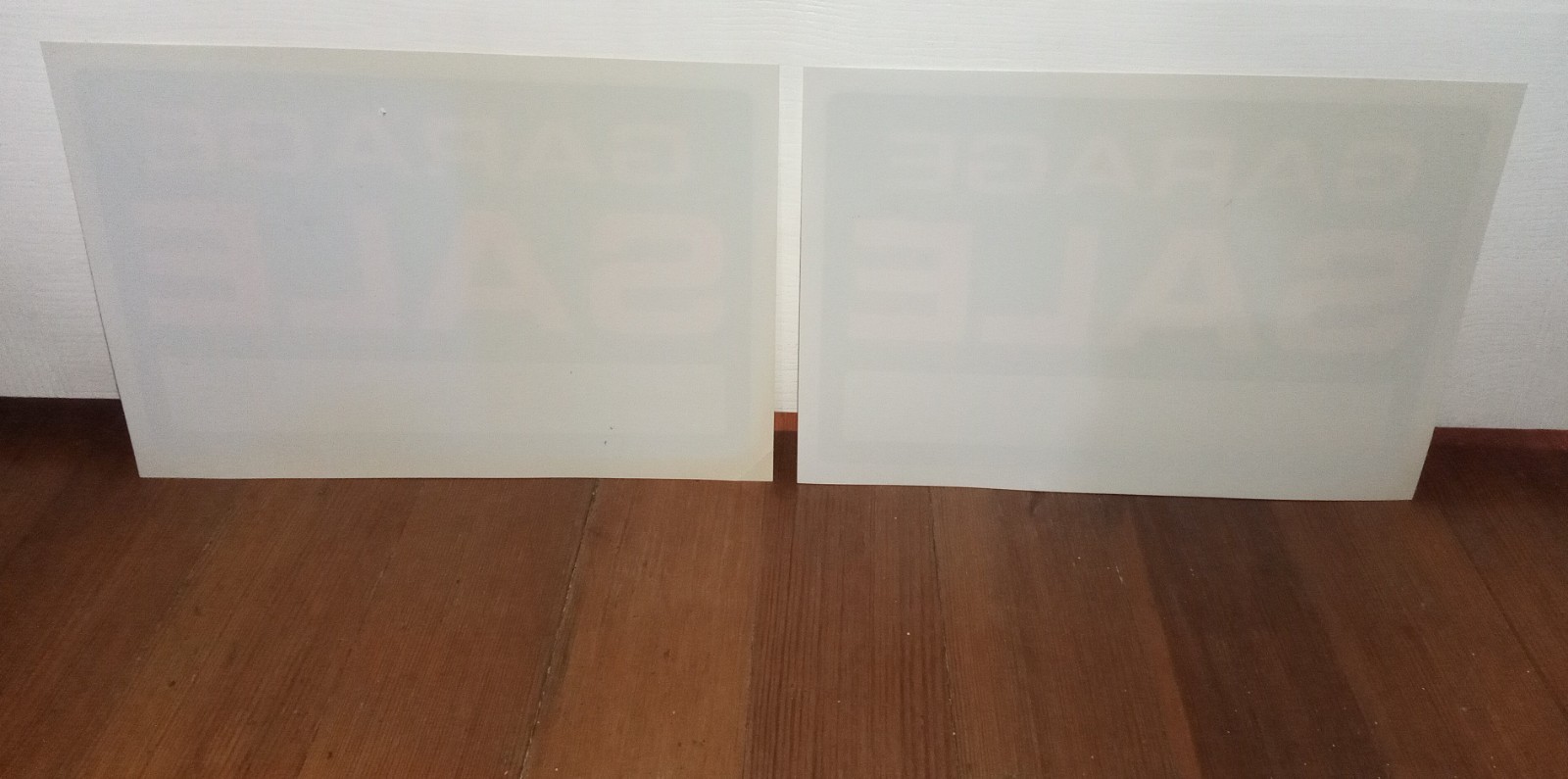 Lot Of 2 12″ X 8″ Black White Orange GARAGE SALE Signs (AGED AND YELLOWING)