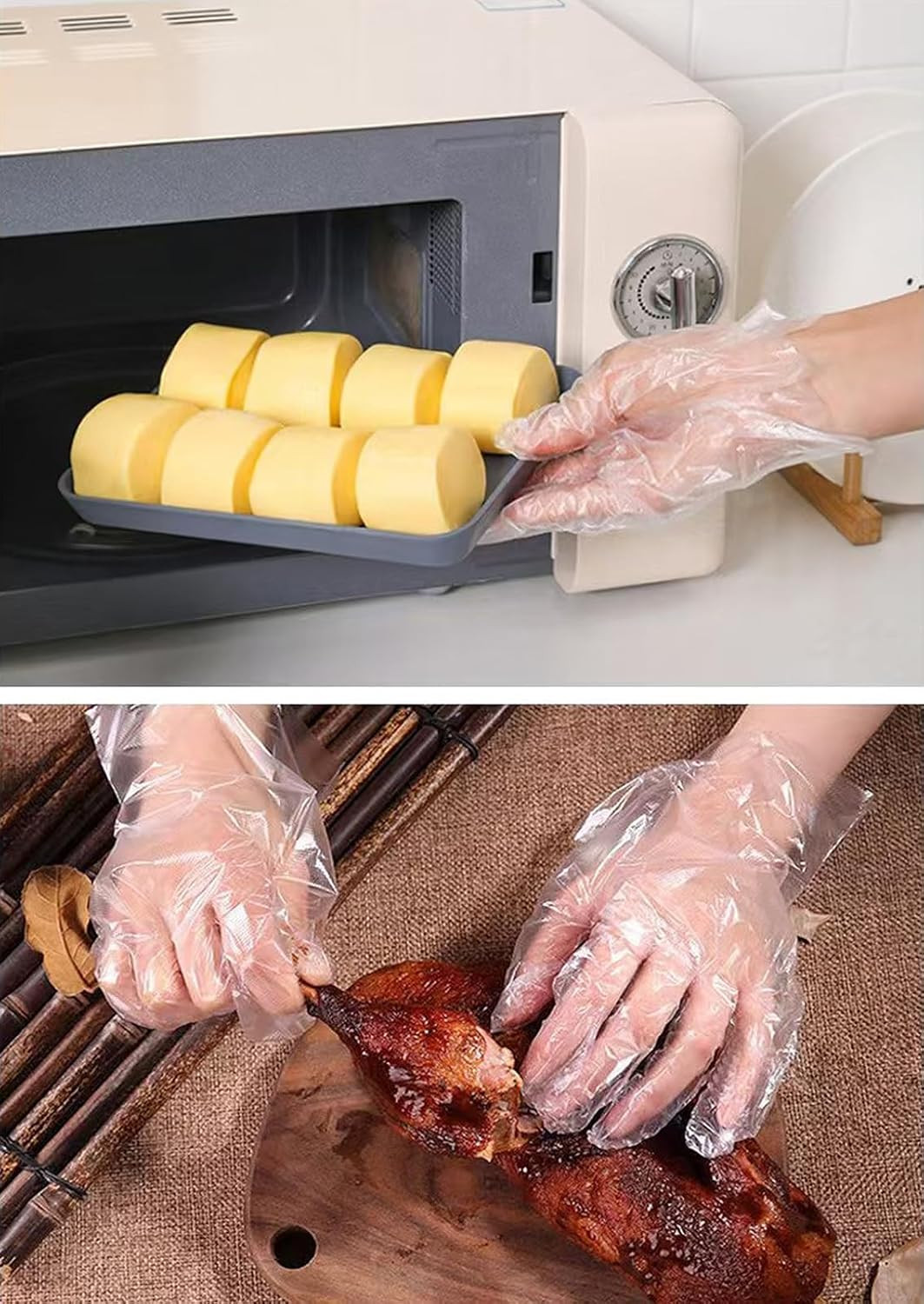 400 Count Disposable Poly Plastic Gloves for Cooking Food Prep and Food Service