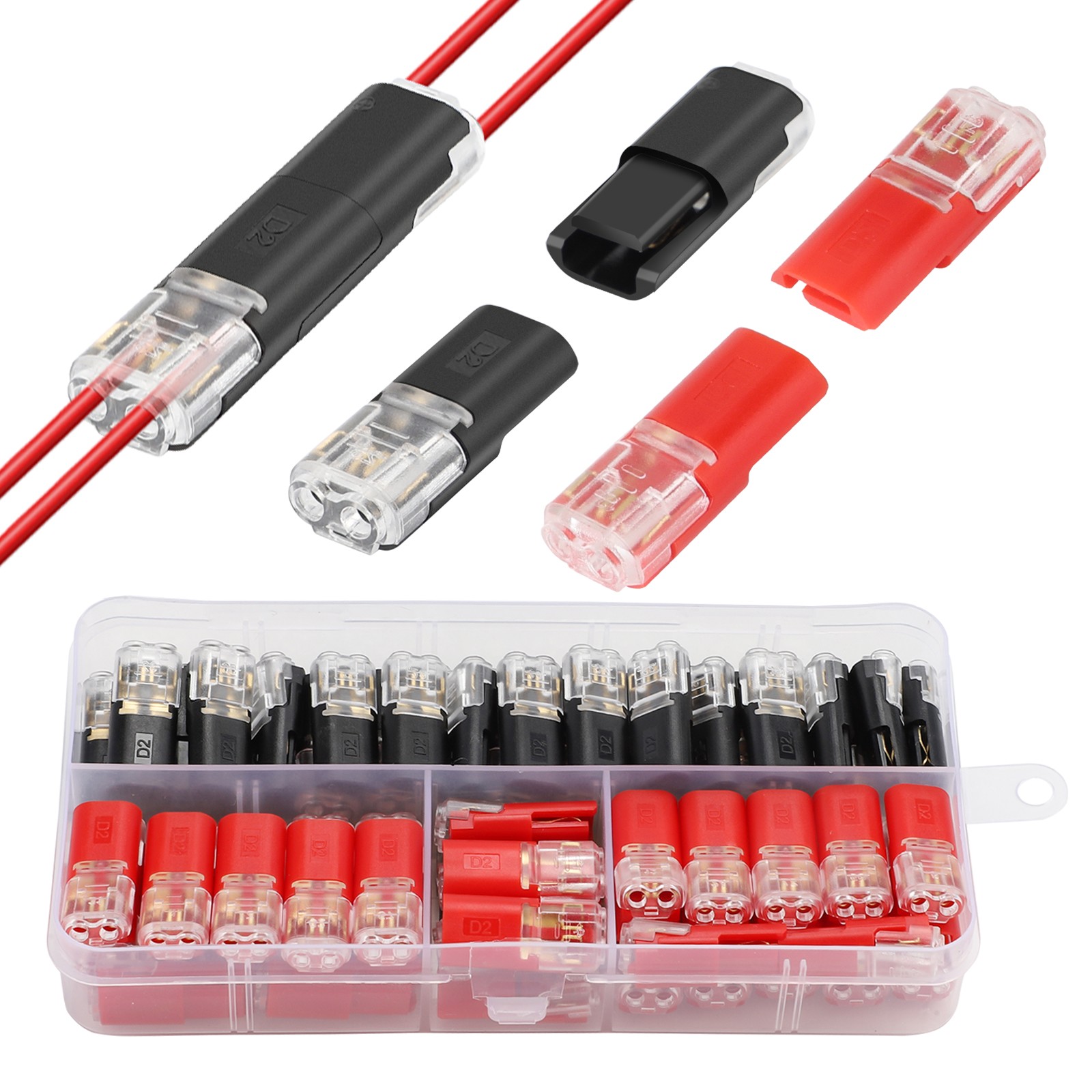 80 PCS Lever Wire Connectors No Strip Terminal Blocks 18-22AWG for LED Auto DIY