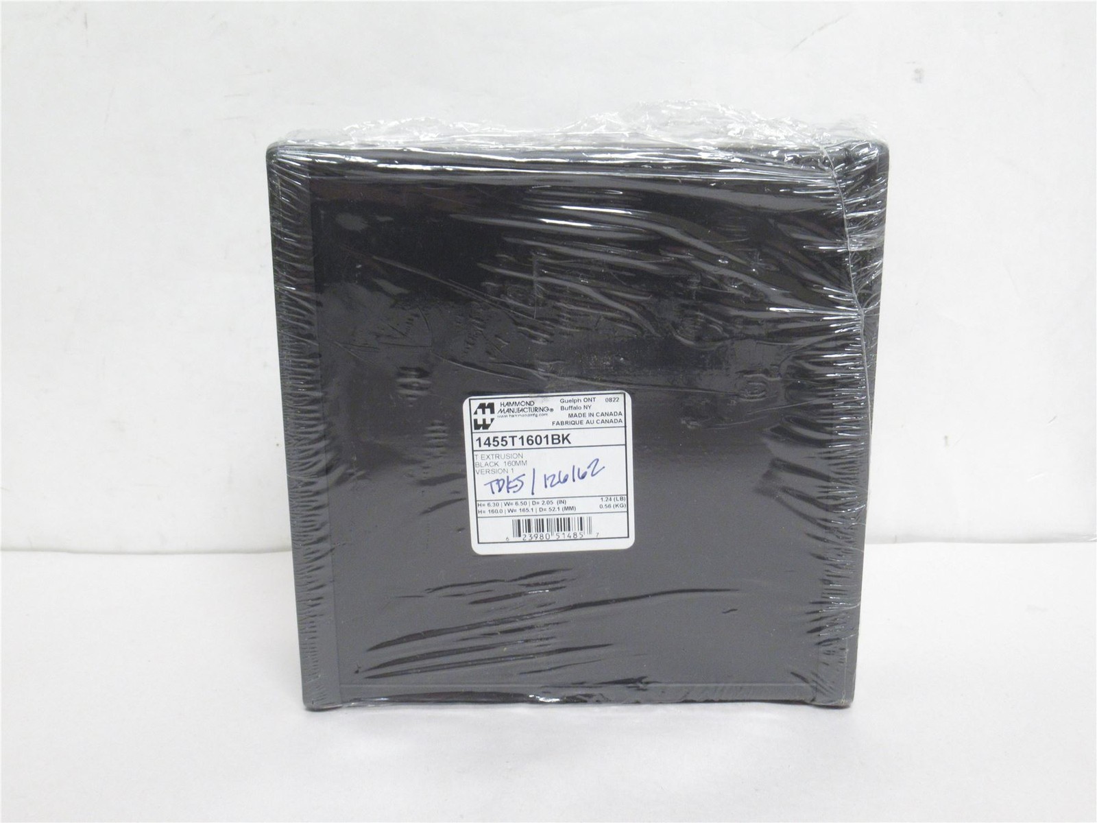 243455 New-No Box; Hammond 1455T1601BK Aluminum Black End Panel Box