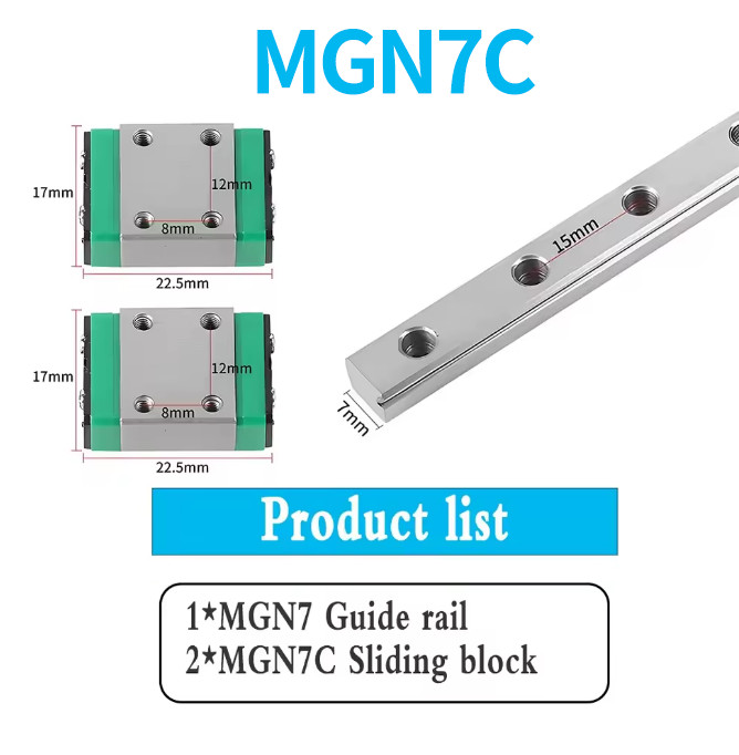 Miniature Linear Guide Slider MGN7 MGN9 MGN12 MGN15 100-600MM for 3D Printer