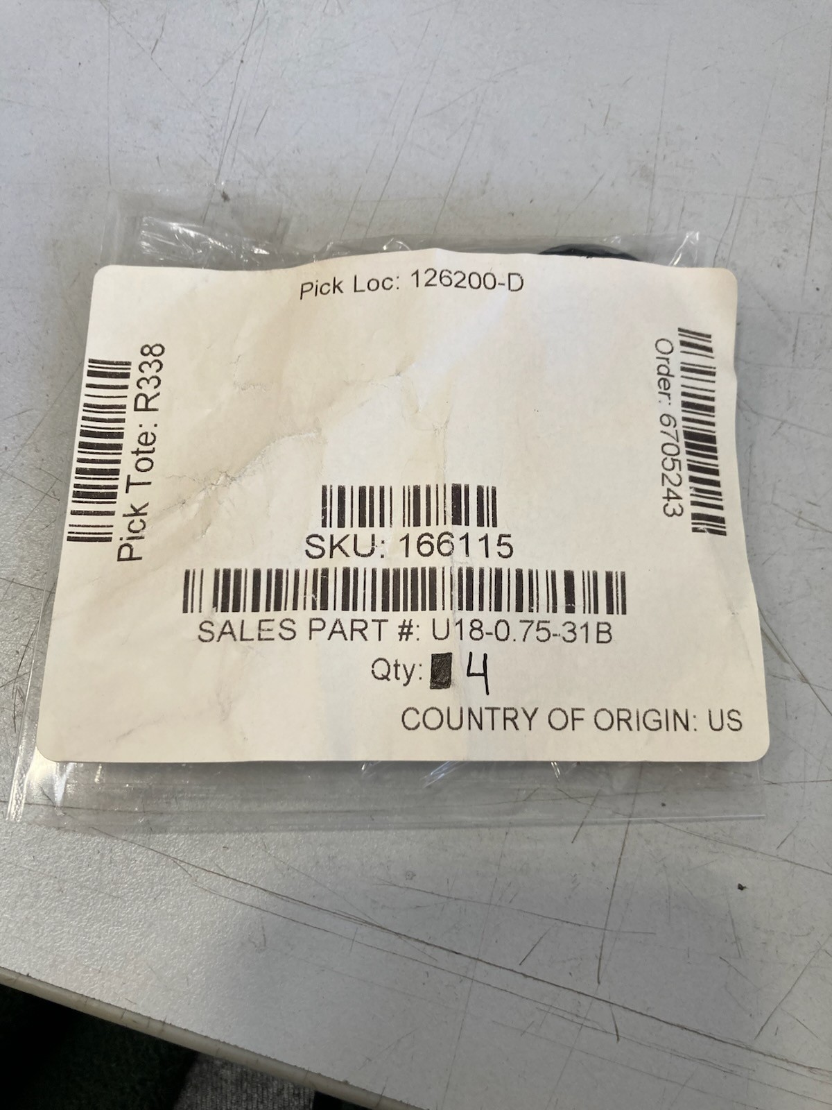 U18-0.75-31B ID 0.750 X OD 1.125 X HEIGHT 0.313 Pack of 4