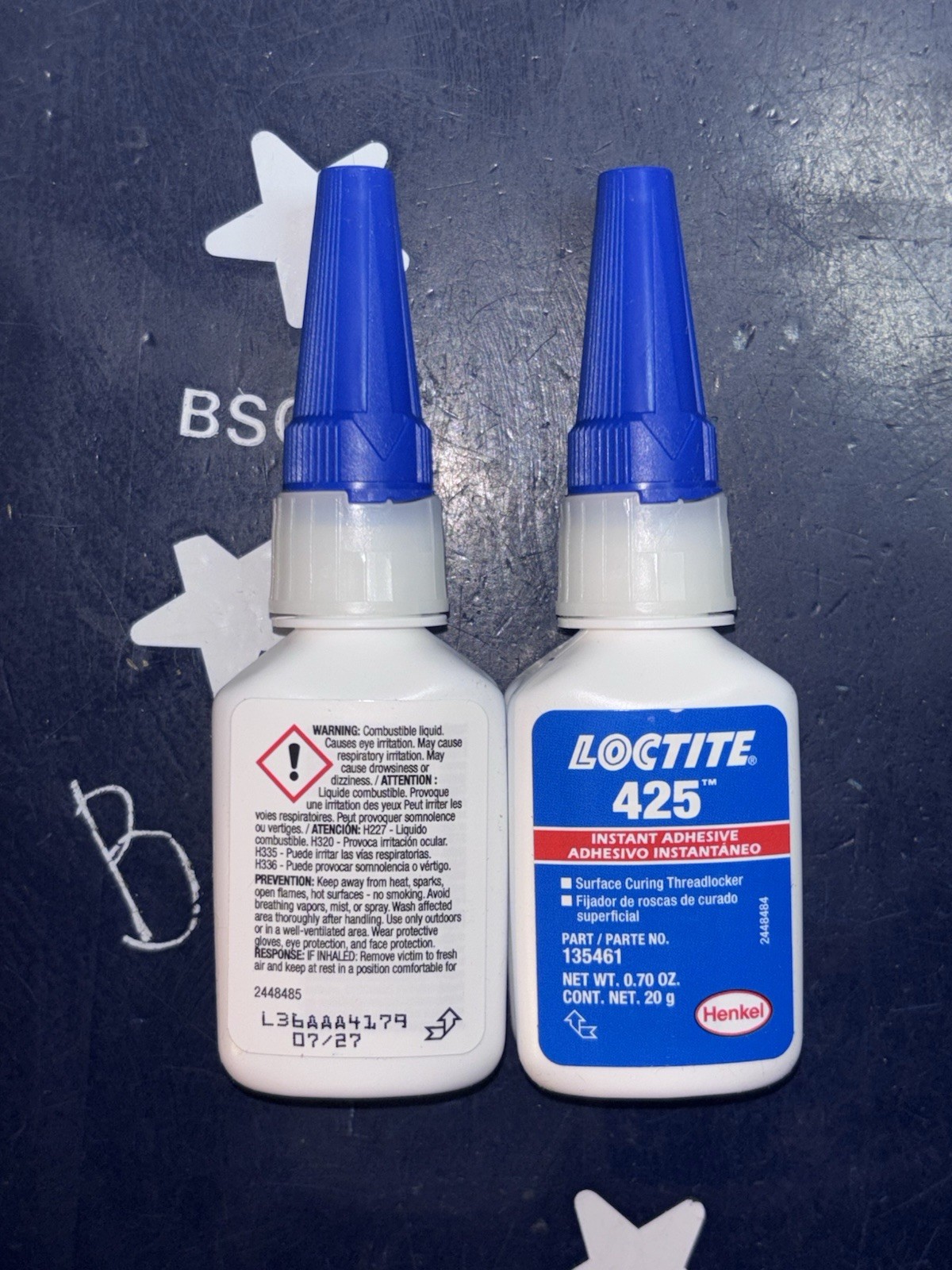 2 Bottles Loctite 425 Instant Adhesive 20g .70oz 135461 EXP 07/27 TWO BOTTLES