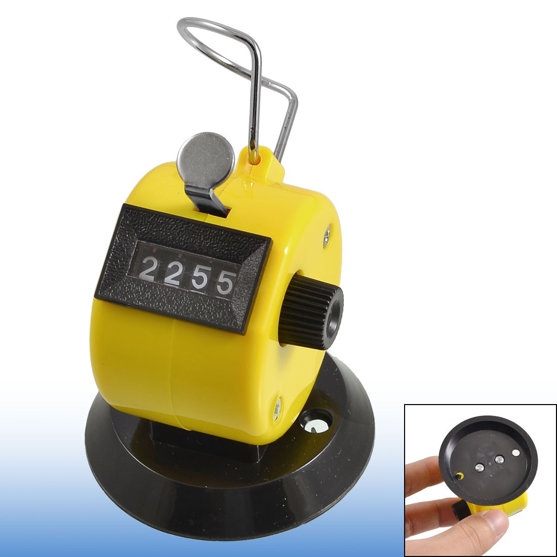 Black Yellow Plastic 4 Digit Manual Hand Tally Palm Click Counter