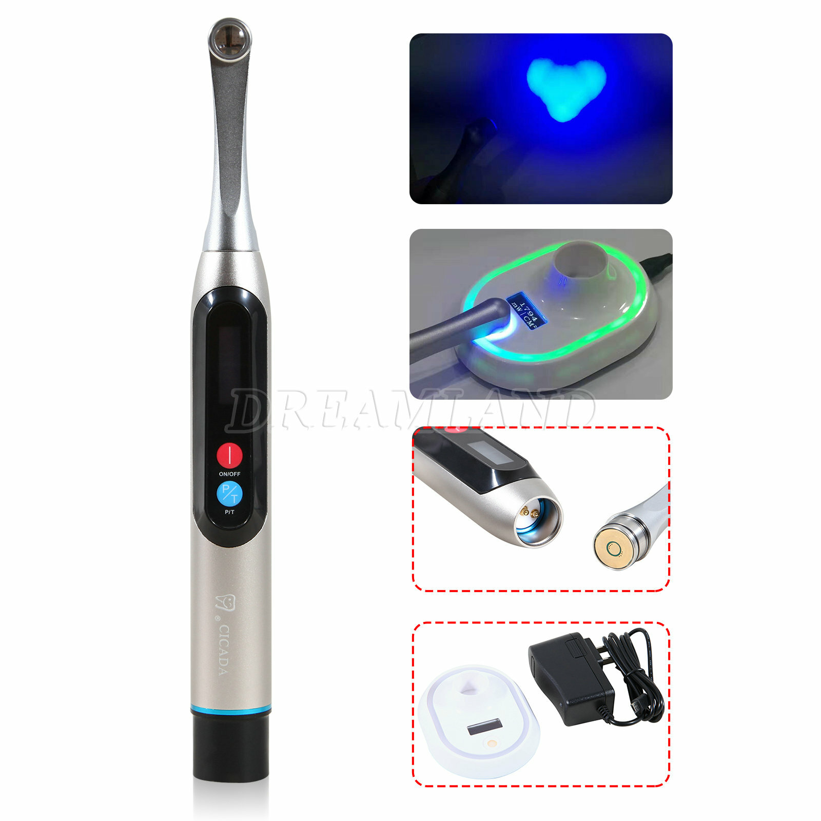 CV-215 Dental LED Curing Light 1 Second Curing Wide Spectrum 2200mw CICADA
