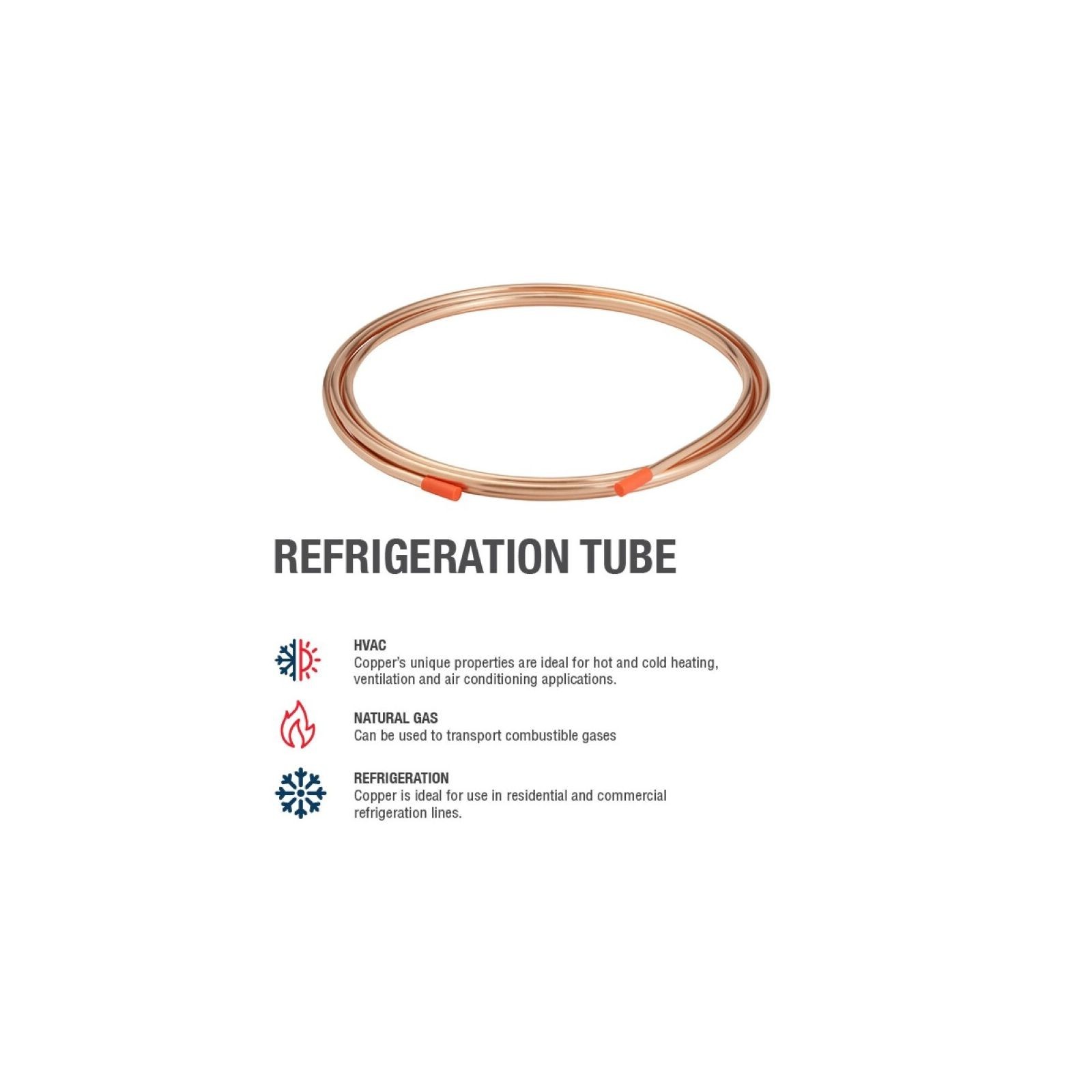 1/2″ O.D. x 50′ Coil D 08050PS Copper Refrigeration Tubing