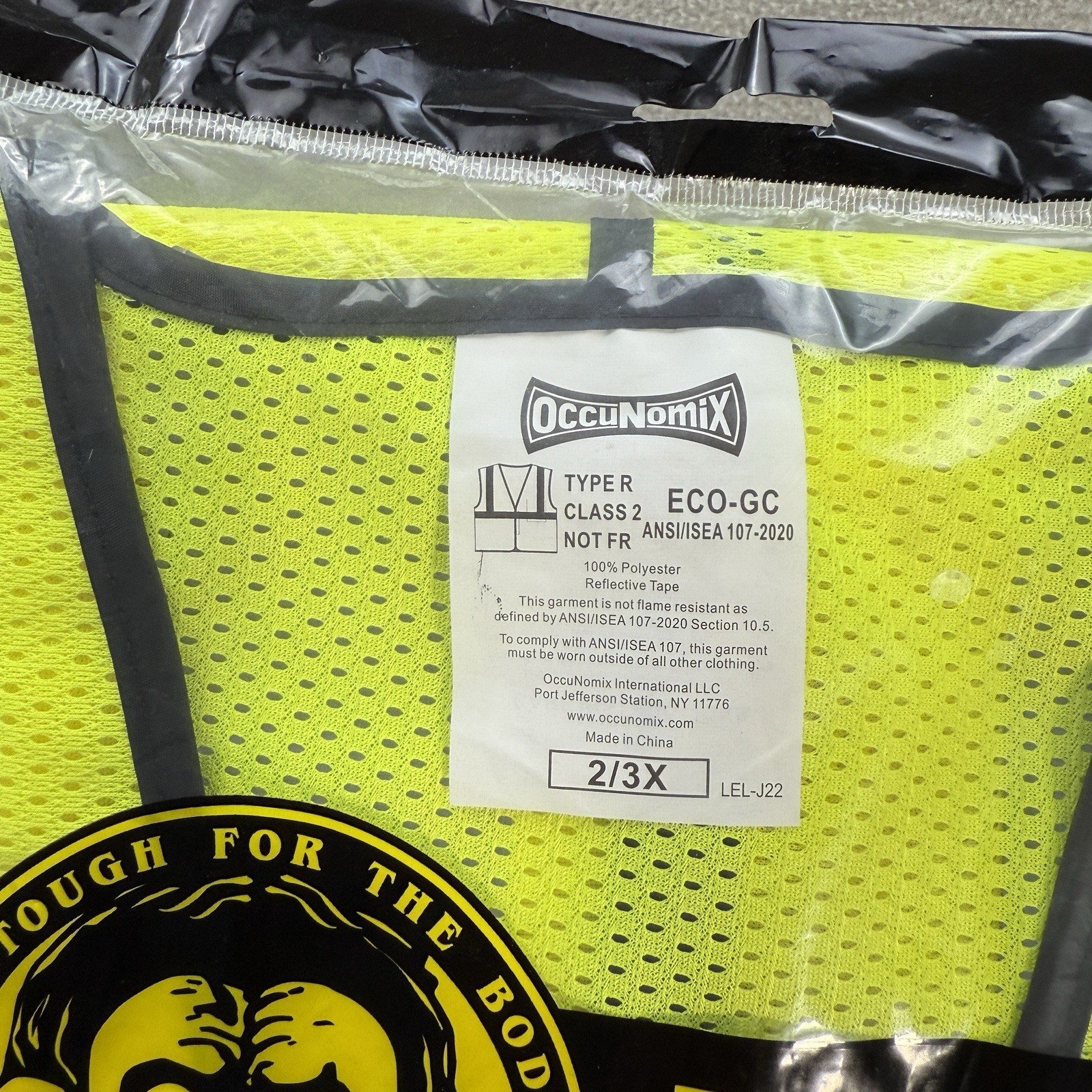 OccuNoMix Vest Adult 2X/3X Neon Yellow Hi Viz Type R Class 2 Set of 4 Workwear