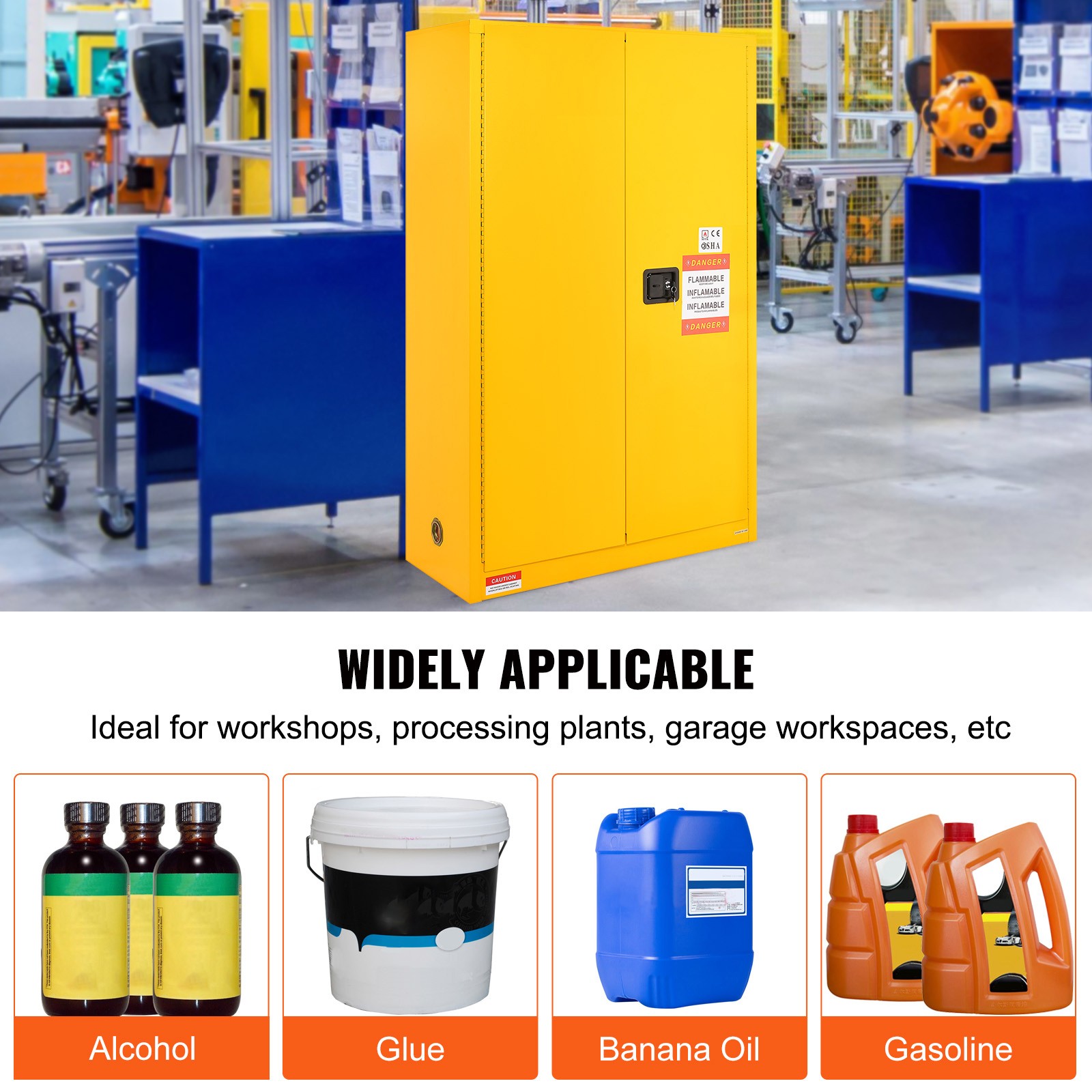 Flammable Safety Cabinet Liquid Storage 45 Gal 42.9×18.1×65.2 in Cabinet