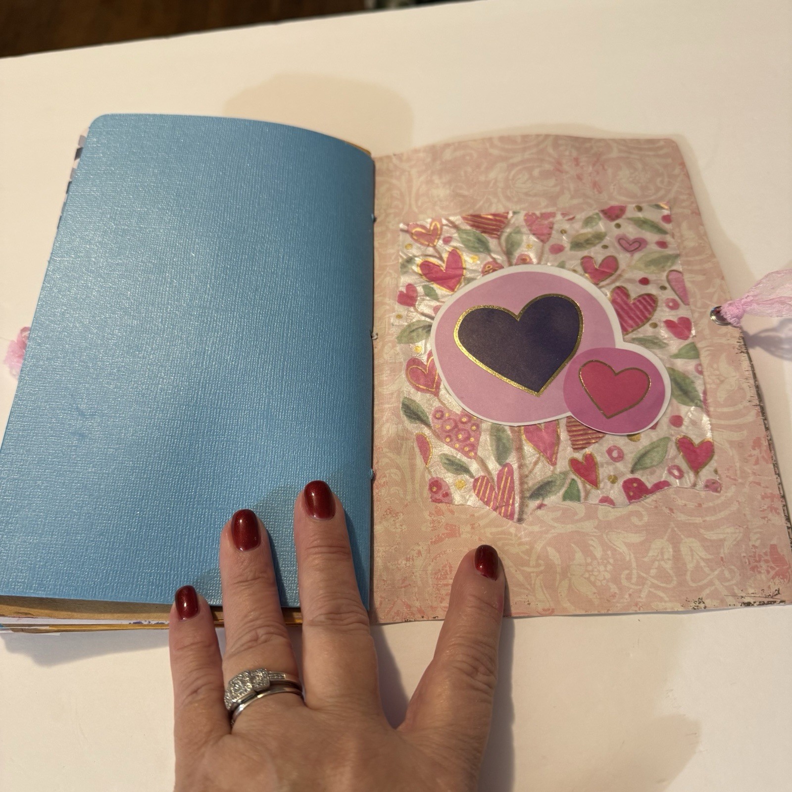 Handmade Junk Journal Valentine Theme Measures 8.5 X 5.5 Inches