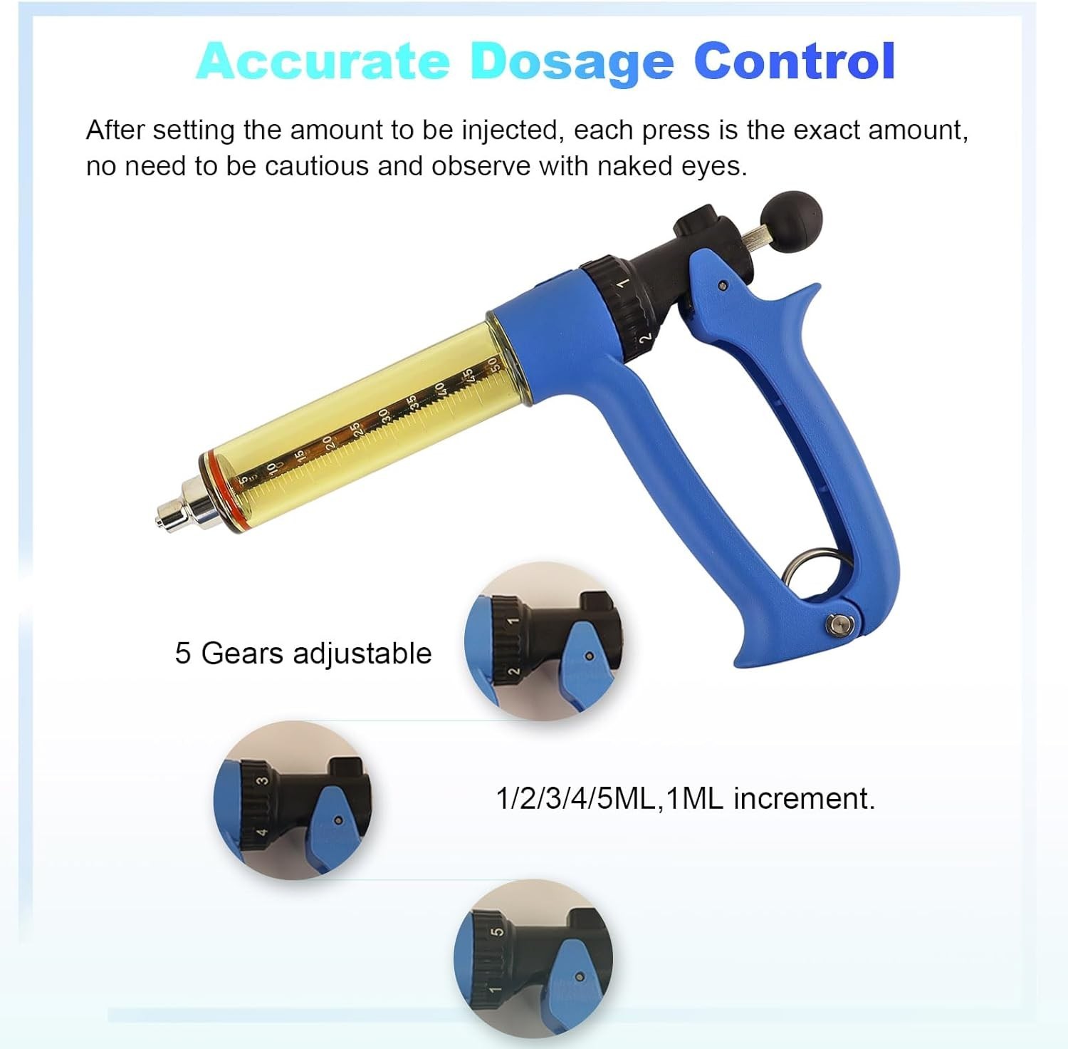50ML Semi Automatic Livestock Syringe, Continuous Repeating Luer Lock Syringe
