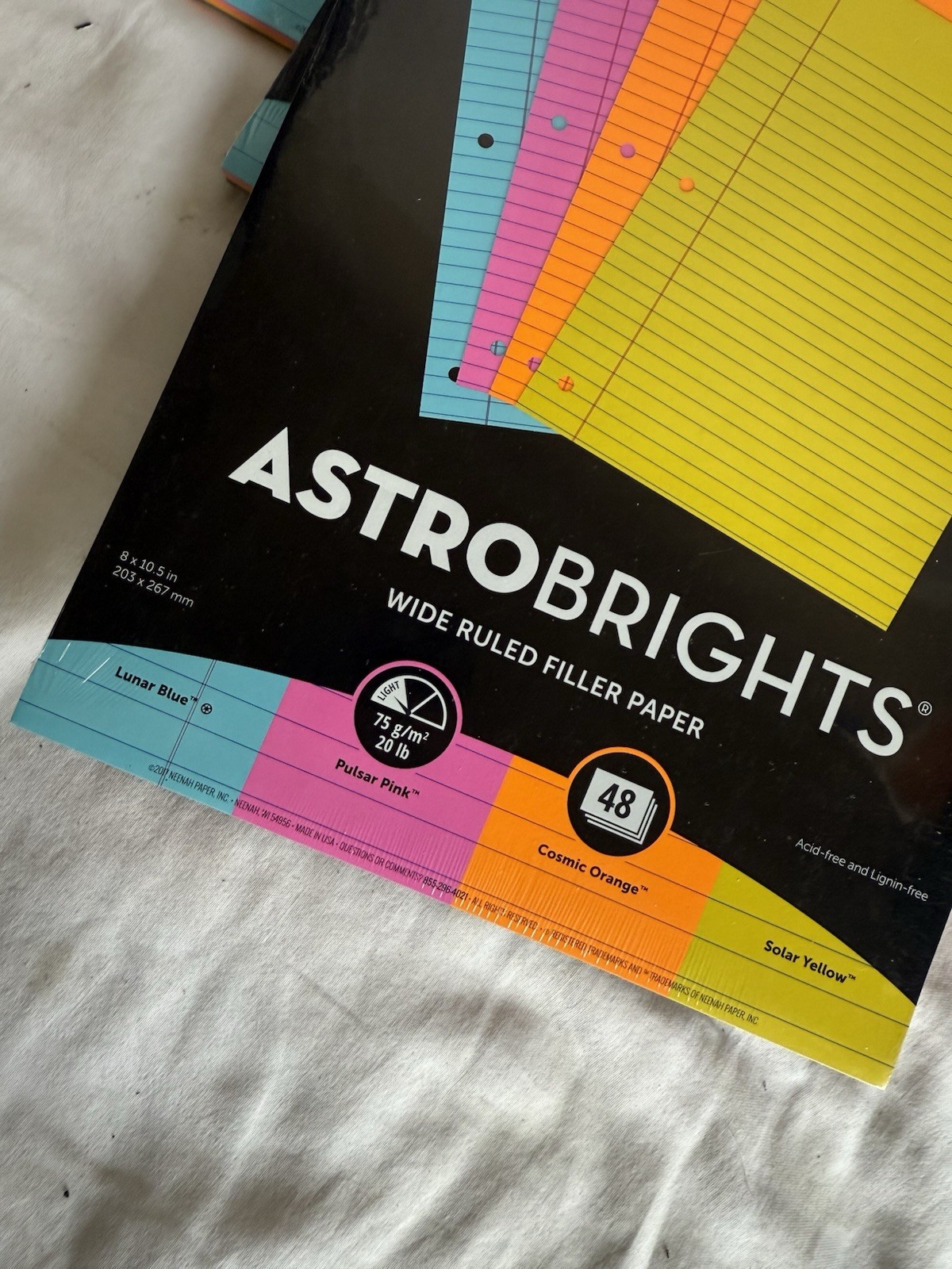 Lot of 4 Astrobrights 91235 Neon Color Paper 192 Sheets Yellow Orange Blue Pink