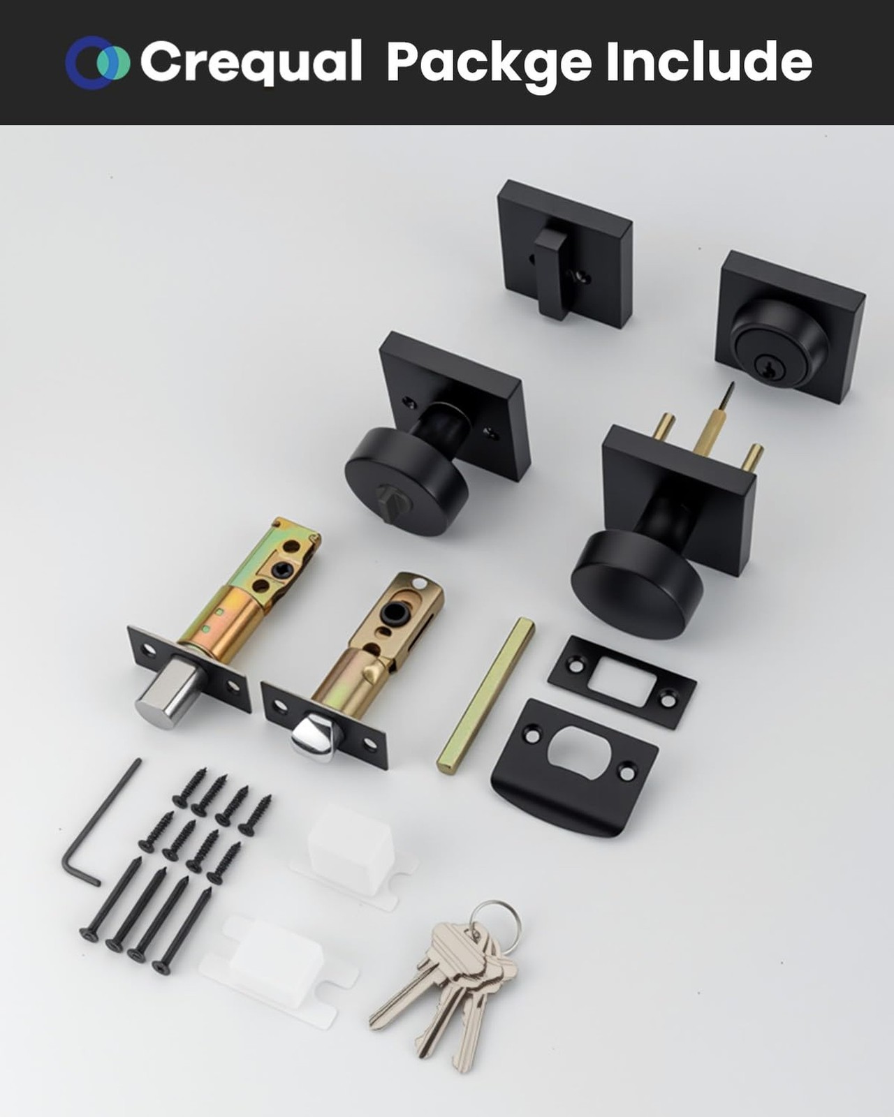 Black Door Knob with Deadbolt, Heavy Duty Front Door Lock Set, Zinc-Alloy Mat…