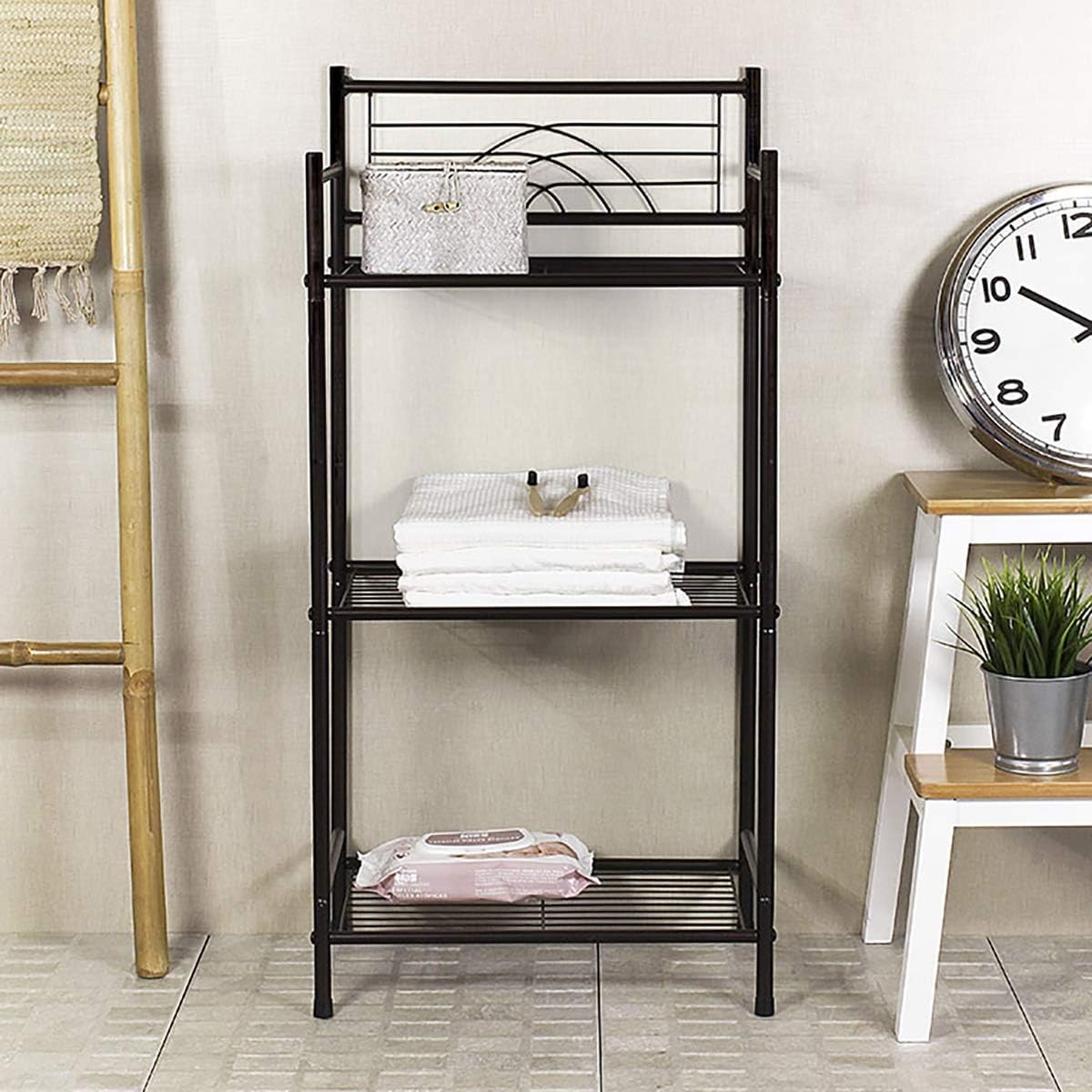 L&H UNICO 3-Tier Free Standing Wire Rack Durable Metal 3 Tier Shelf, Black