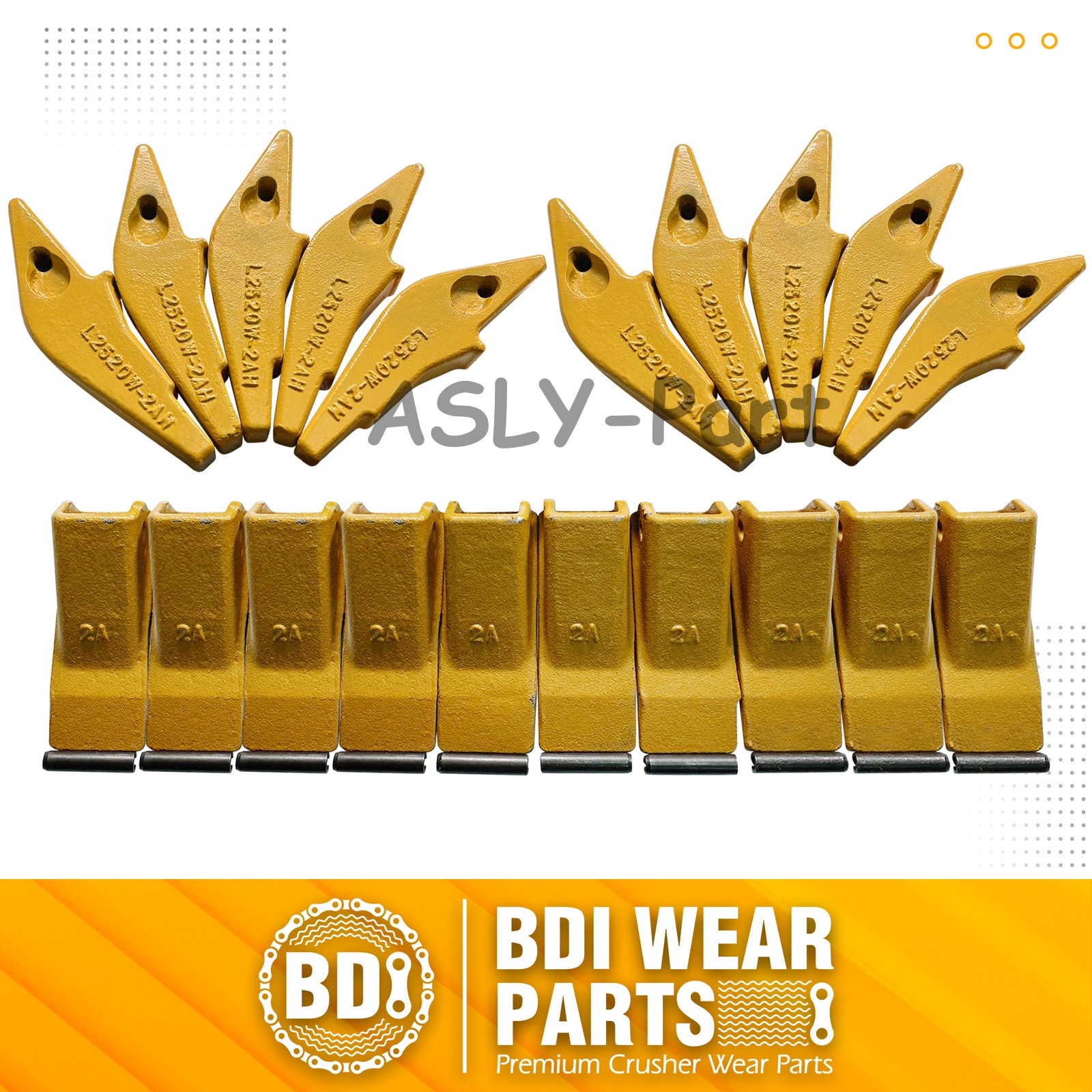 L2520N-2AH Weld On Adapter Bucket Shanks 2A Bucket Teeth with Pins – 10 Set