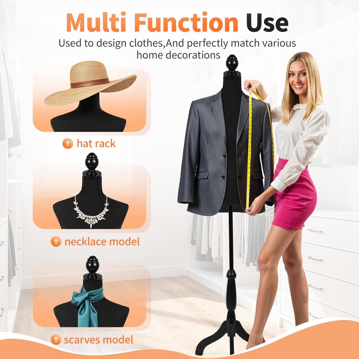 Maniqui Para Ropa Costura Mujer Ajustable De Cuerpo Completo 60-67 Pulgadas Wood