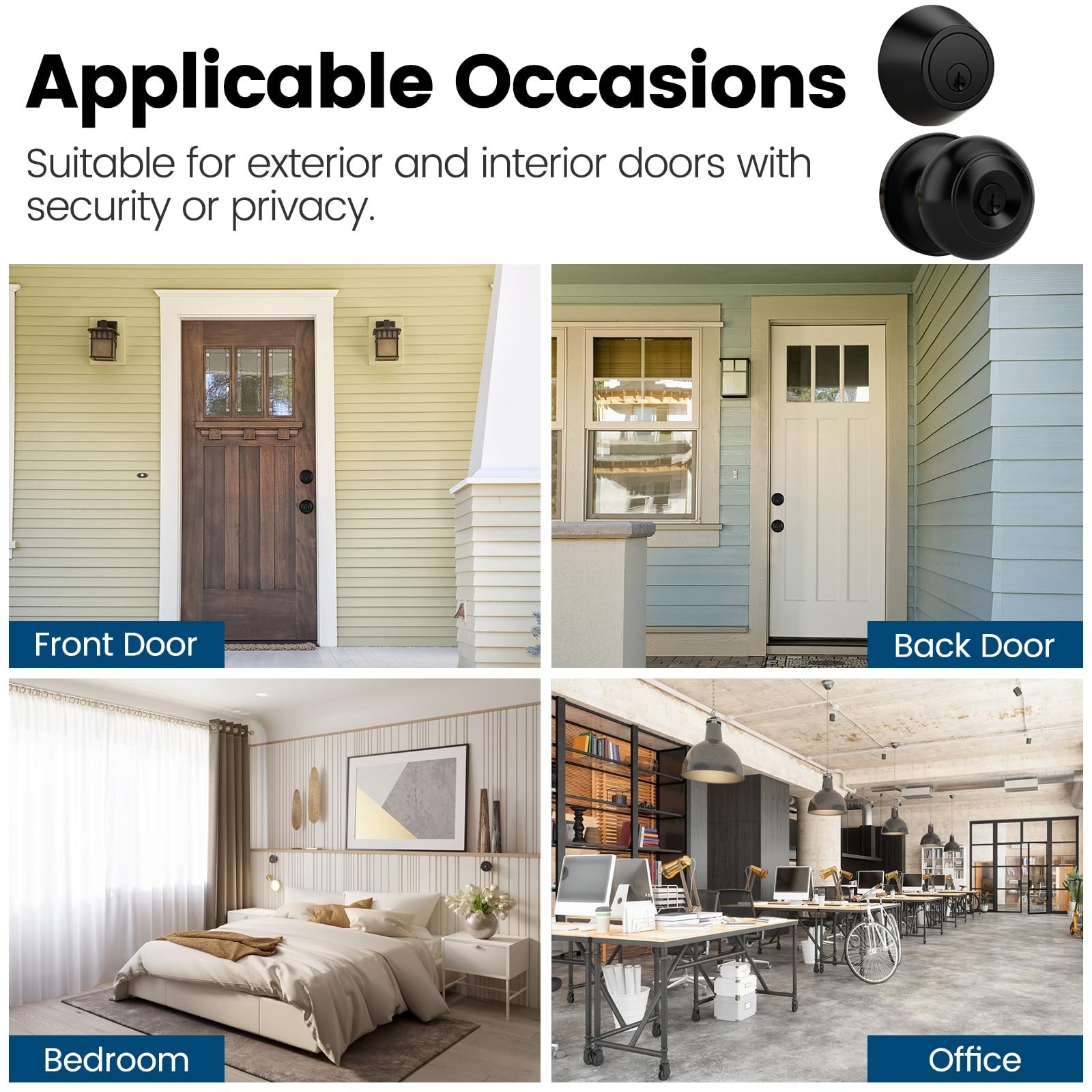 6 Pack Keyed Alike Exterior Door Knob with Lock, Single Cylinder Deadbolt Loc…