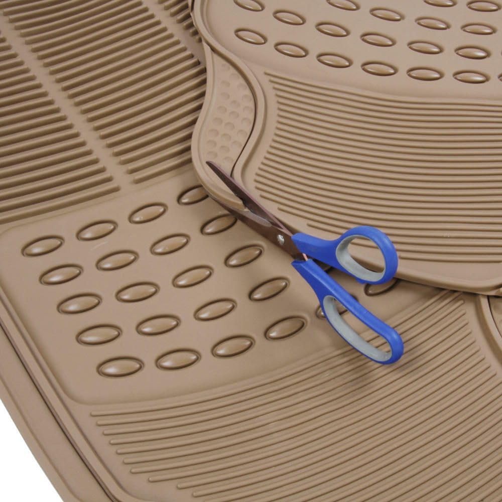 Car Floor Mats All Weather Heavy Duty Trimmable Tan Beige Rubber MT-654-BG_EBJ3