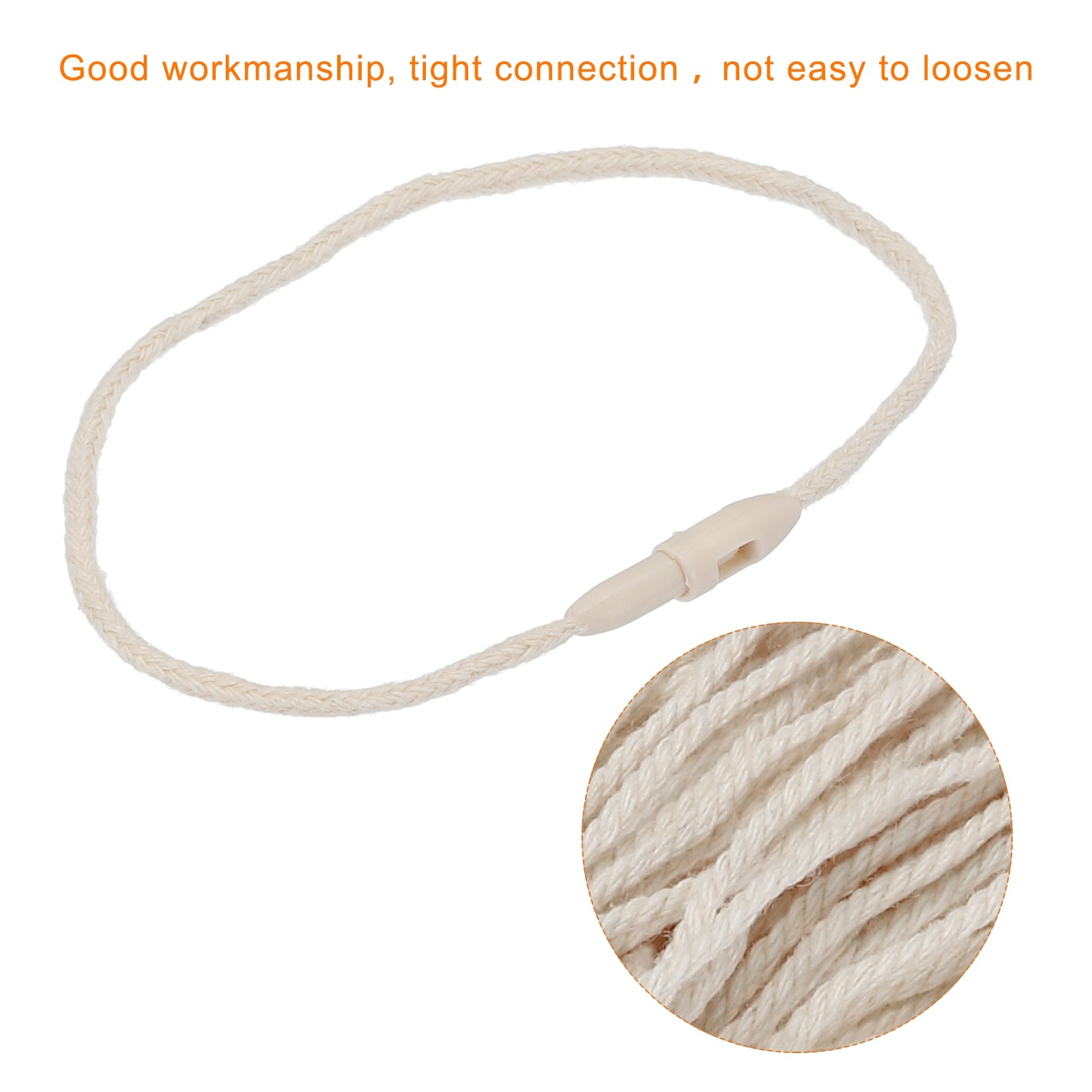 Polyester Rope Hang Tag String Snap Lock 190mm,1.5mm 100 Pcs,Beige