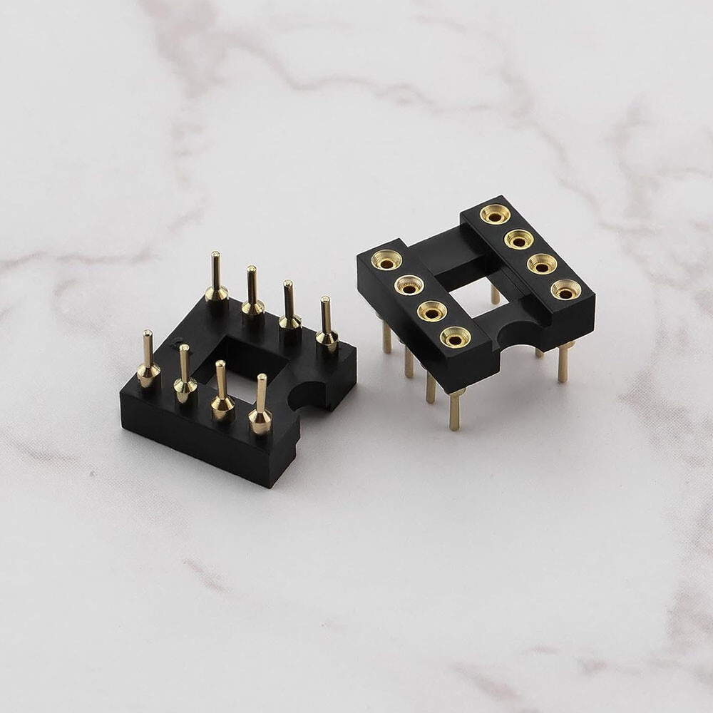 100PC 8 Pin DIP SIP Round IC Socket Adaptor Solder Type Gold Plated Machined USA