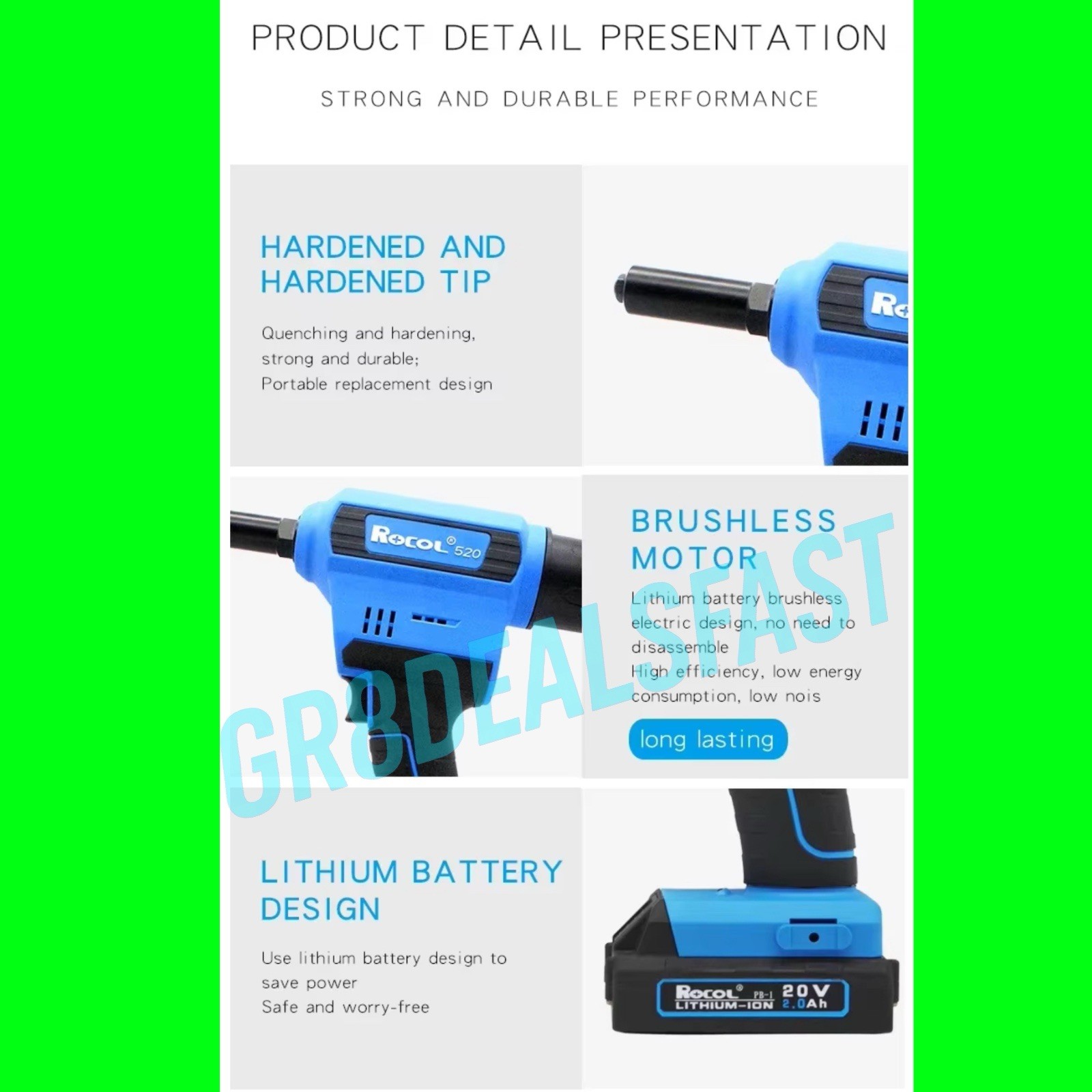 Cordless 1/4” Blind Rivet Gun Battery Riveter Electric NOT Milwaukee 2660-20 💥
