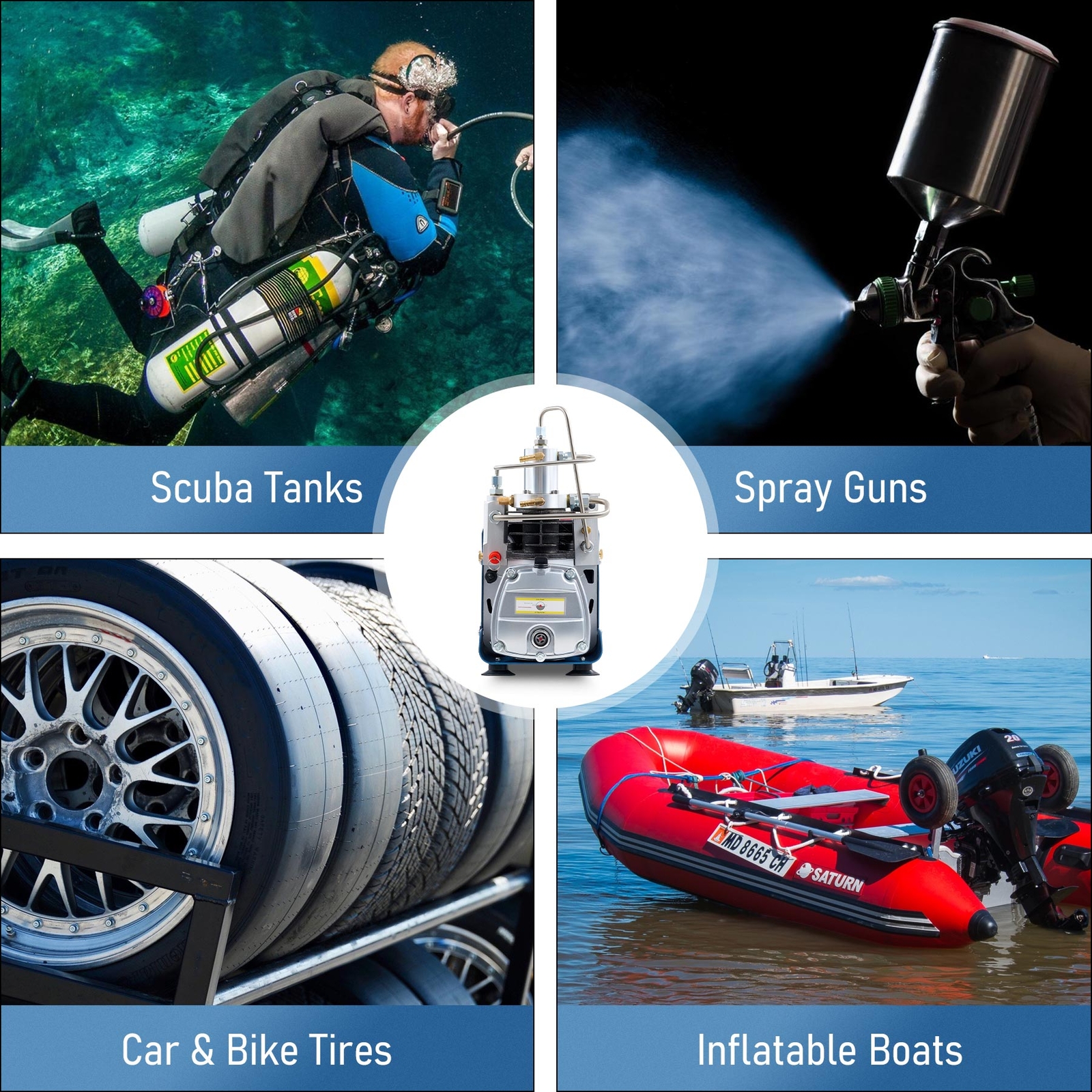 PCP Air Compressor 30Mpa/4500Psi Auto-Stop High Pressure Airgun Pump Diving Tank