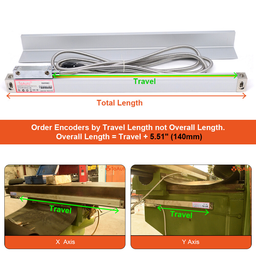 ToAuto Digital Readout DRO Display 5µm Linear Scale Glass Sensor Lathe Mill EDM